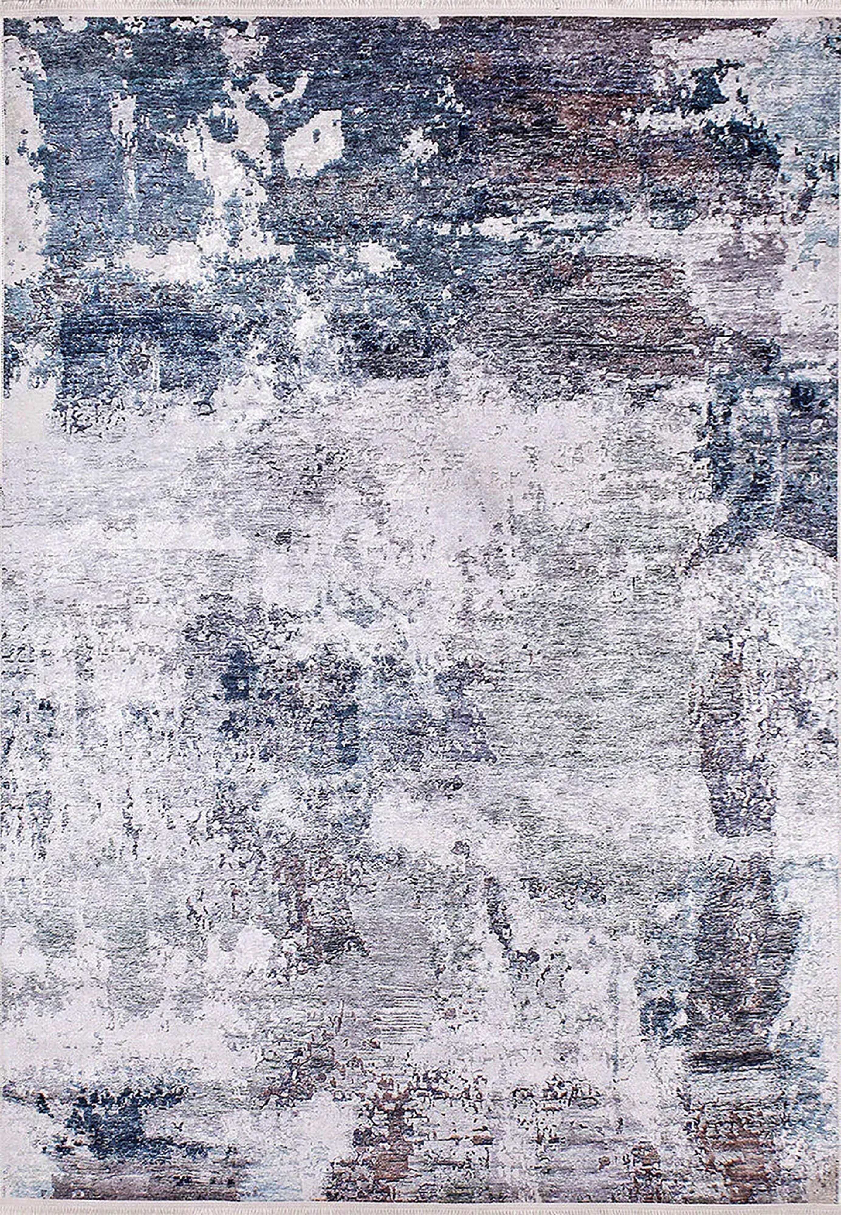Lacivert, Beyaz ve Kahve Modern Soyut Sanat Halısı