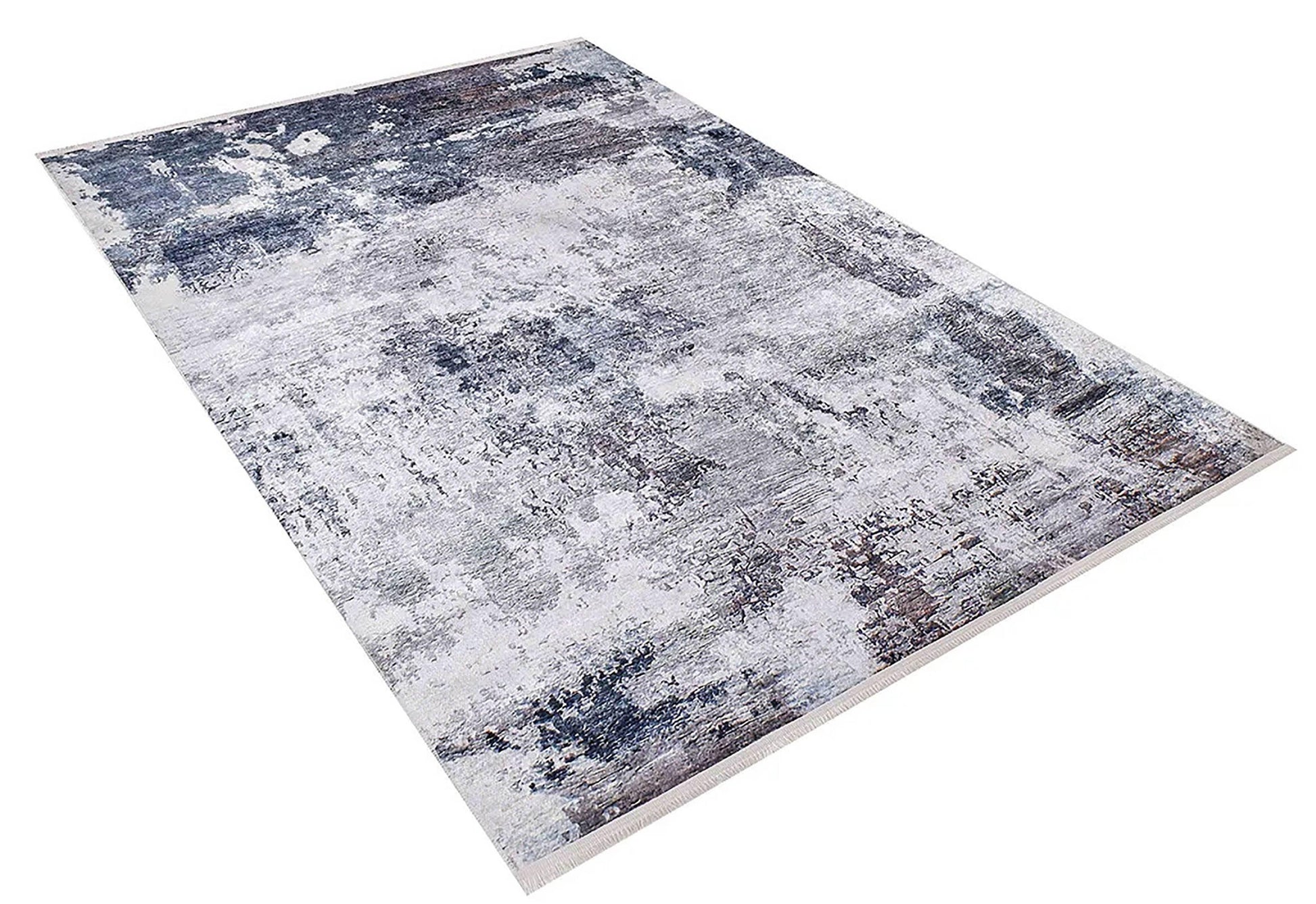 Lacivert, Beyaz ve Kahve Modern Soyut Sanat Halısı