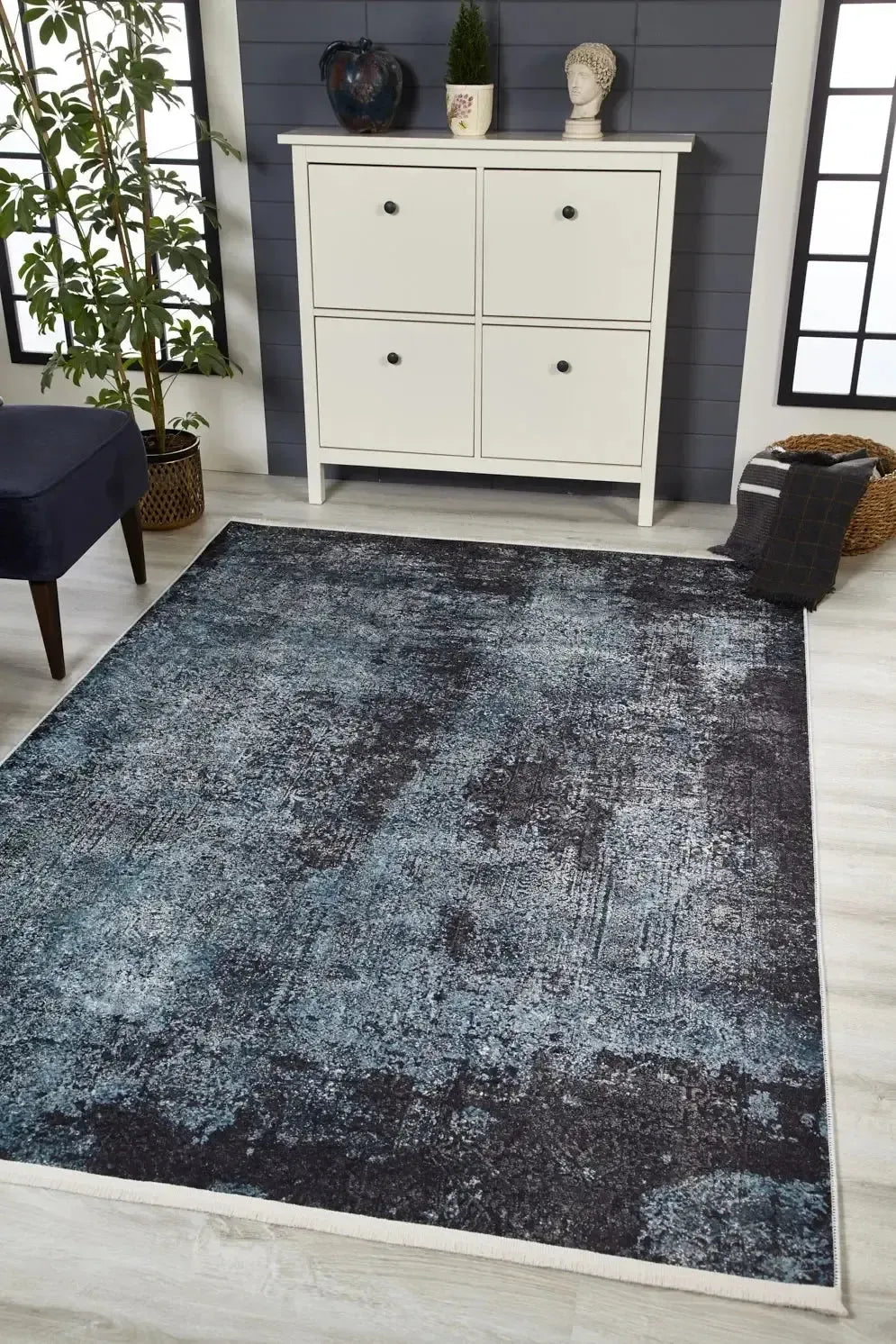 Lacivert Füme Mavi Modern Halı