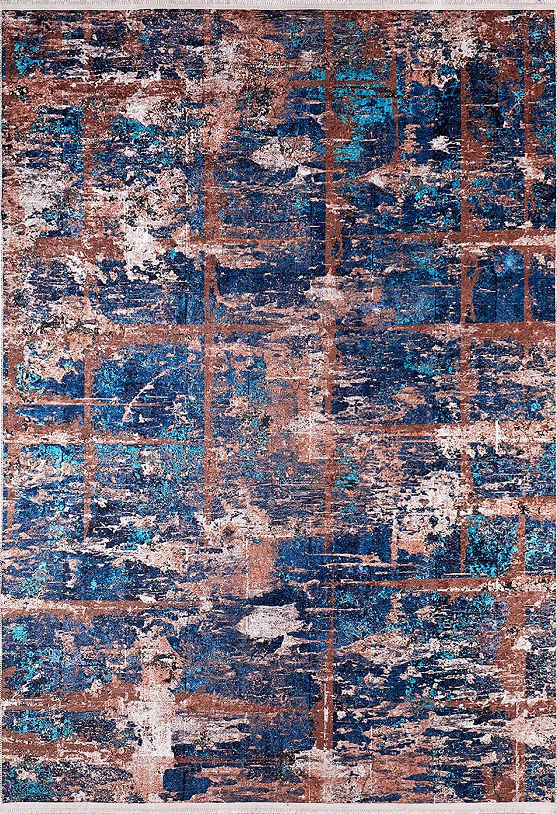 Lacivert Kahverengi Modern Halı