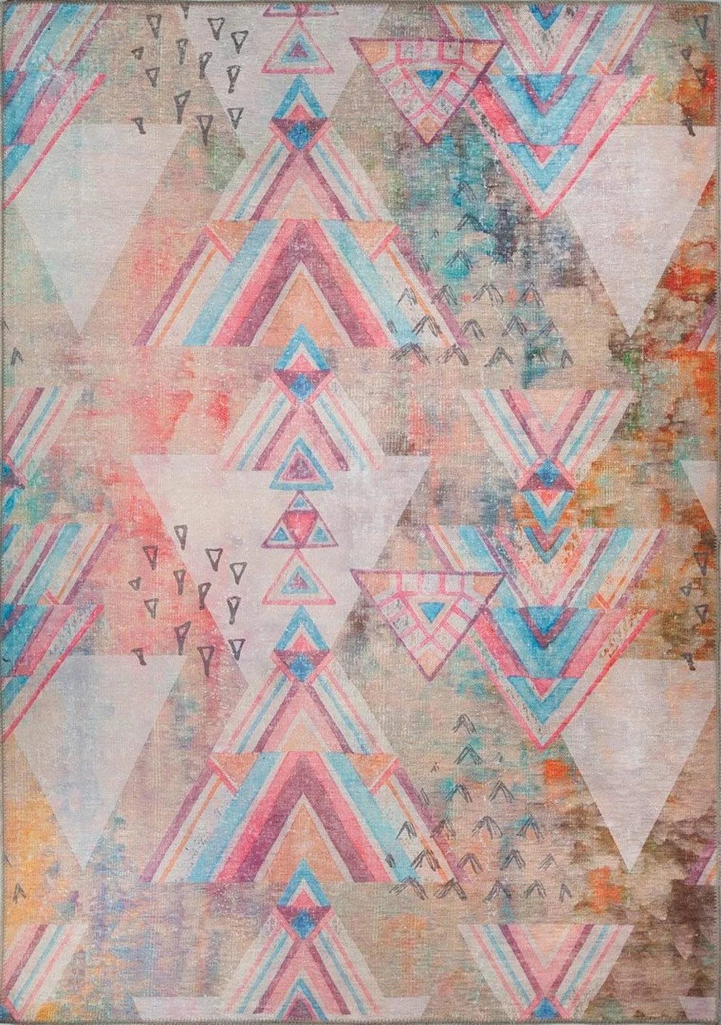 Pastel Renkli ve Üçgen Desenli Modern Halı