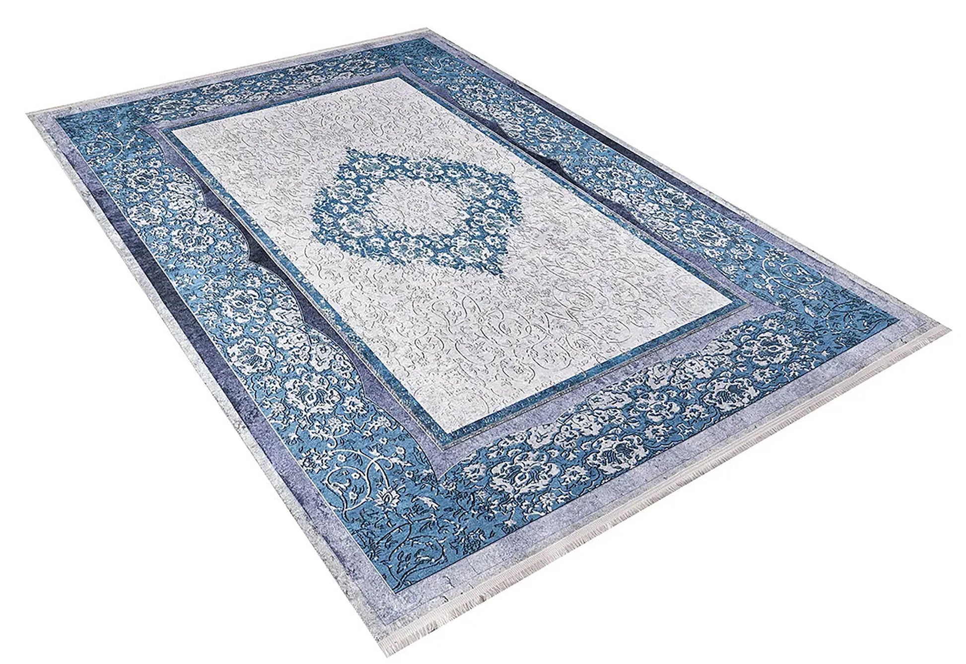 Madalyon Mavi Krem Halı