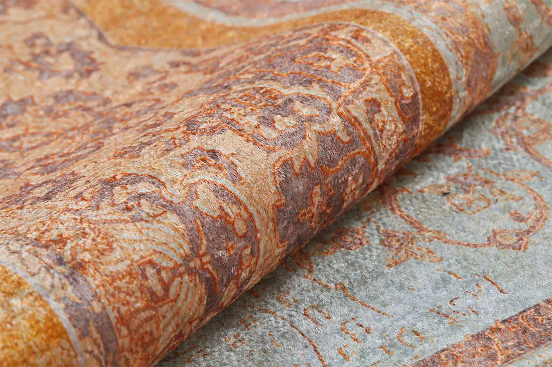 Madalyon Turuncu Krem Halı