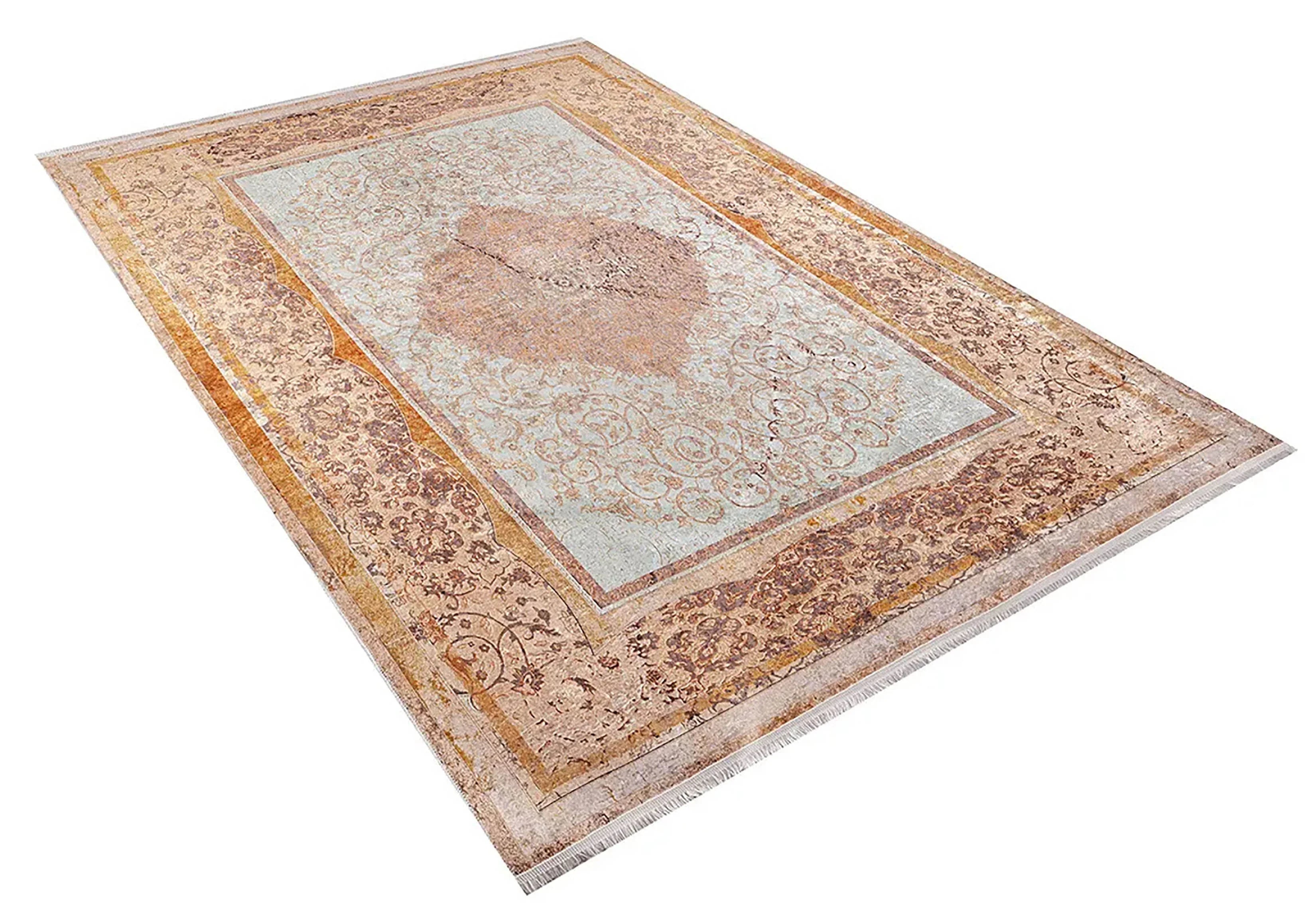 Madalyon Turuncu Krem Halı