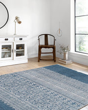 Mavi Etnik Desenli Anadolu Kilim Halı