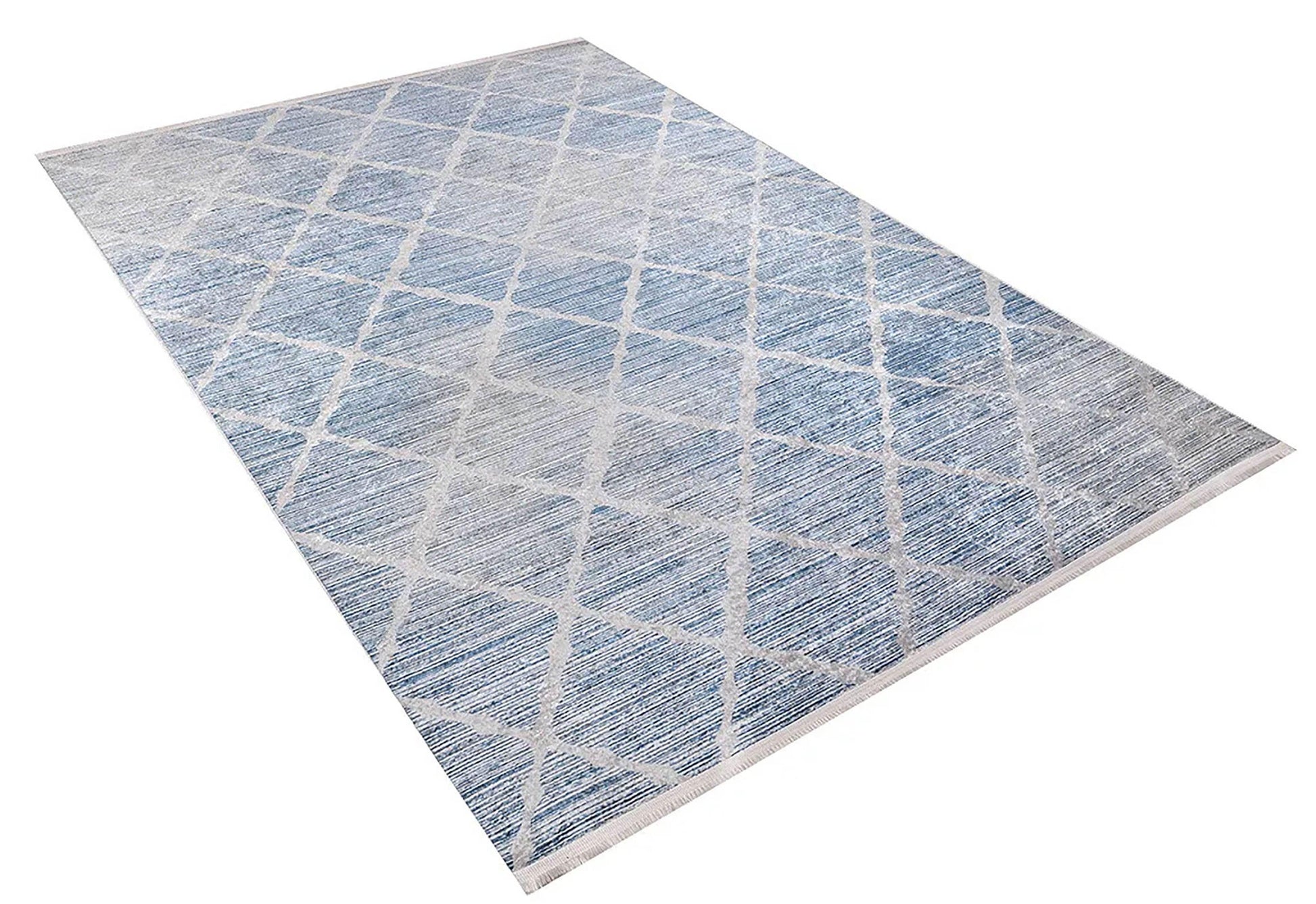 Mavi Geometrik Desenli Modern Halı