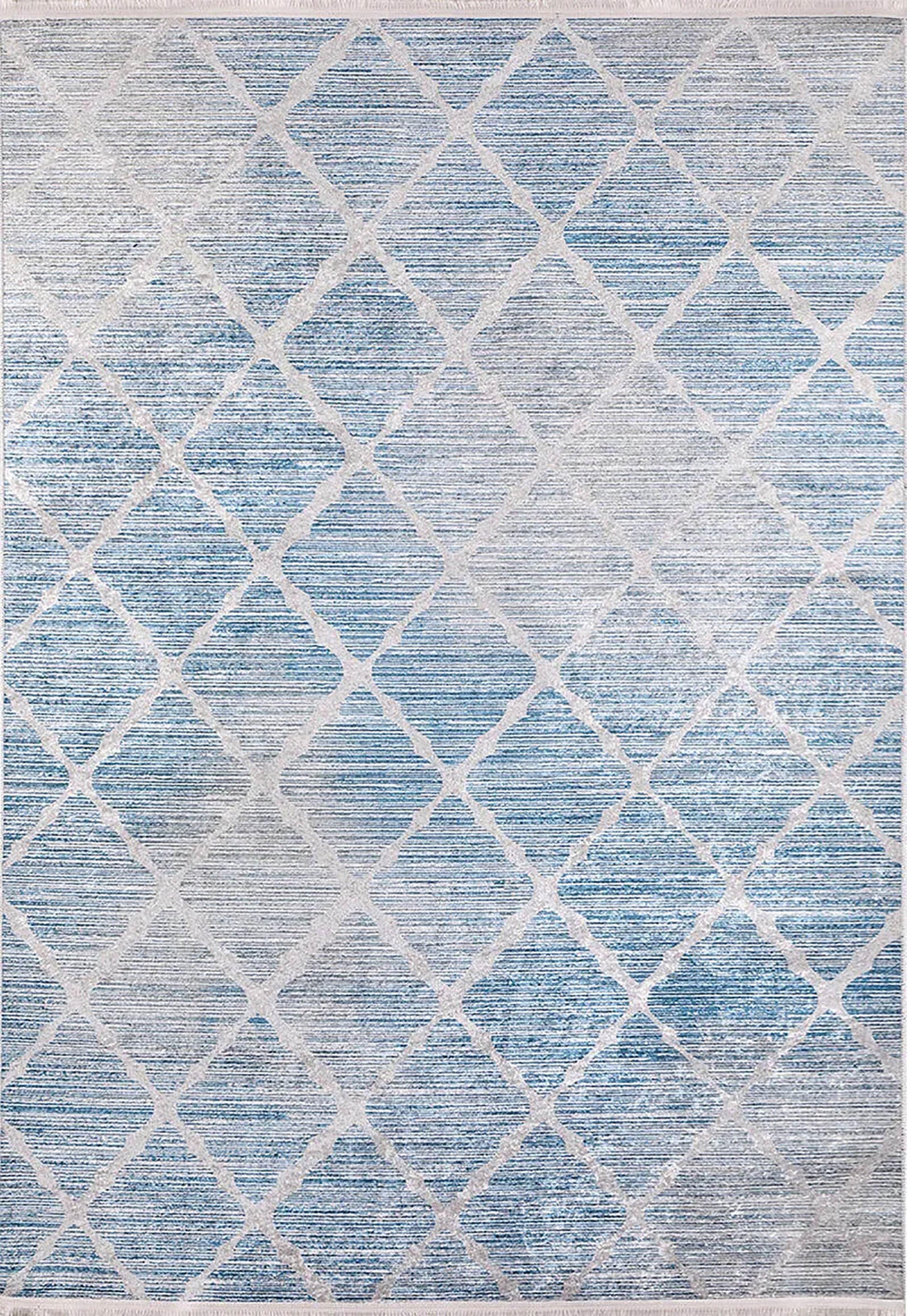 Mavi Geometrik Desenli Modern Halı