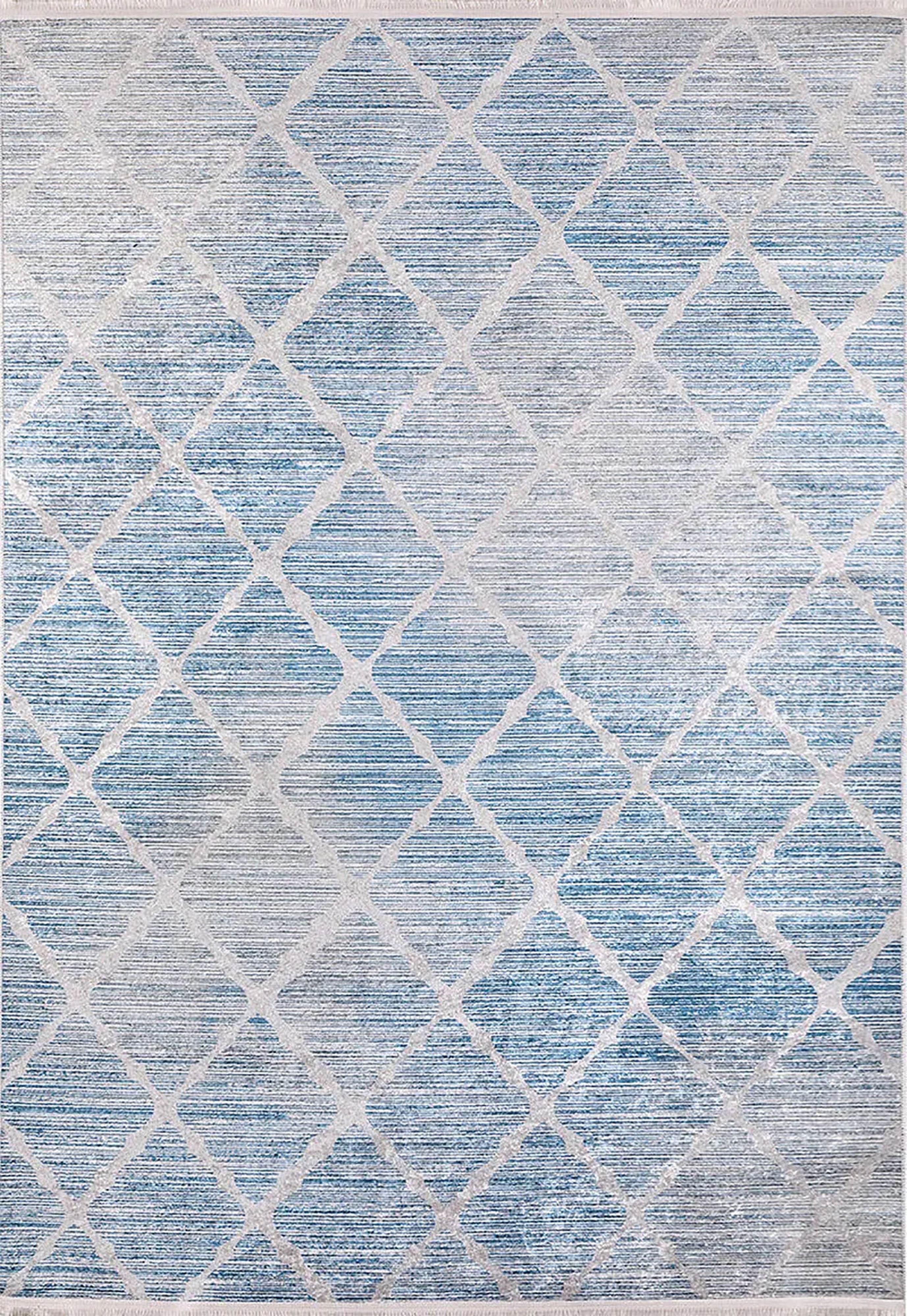 Mavi Geometrik Desenli Modern Halı