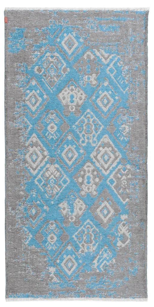 Mavi Gri Çift Taraflı Modern Vintage Yıkanabilir Antibakteriyel Halı