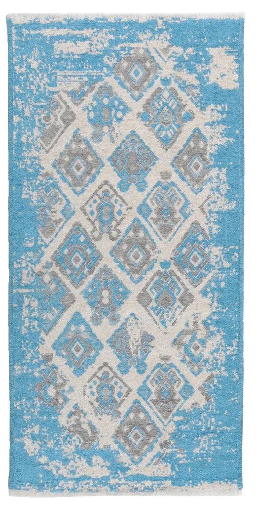 Mavi Gri Çift Taraflı Modern Vintage Yıkanabilir Antibakteriyel Halı