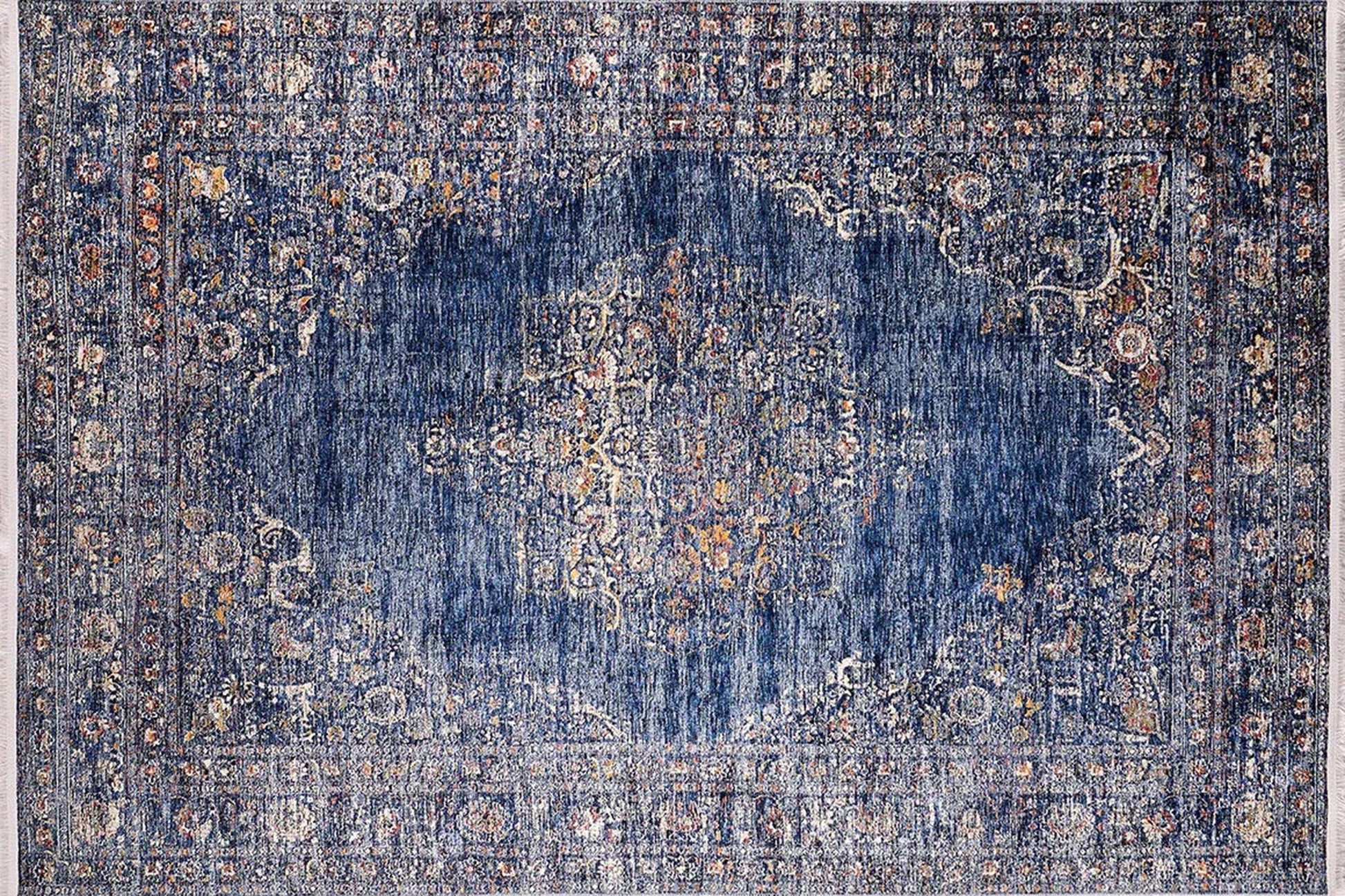 Mavi Madalyon Desenli Halı