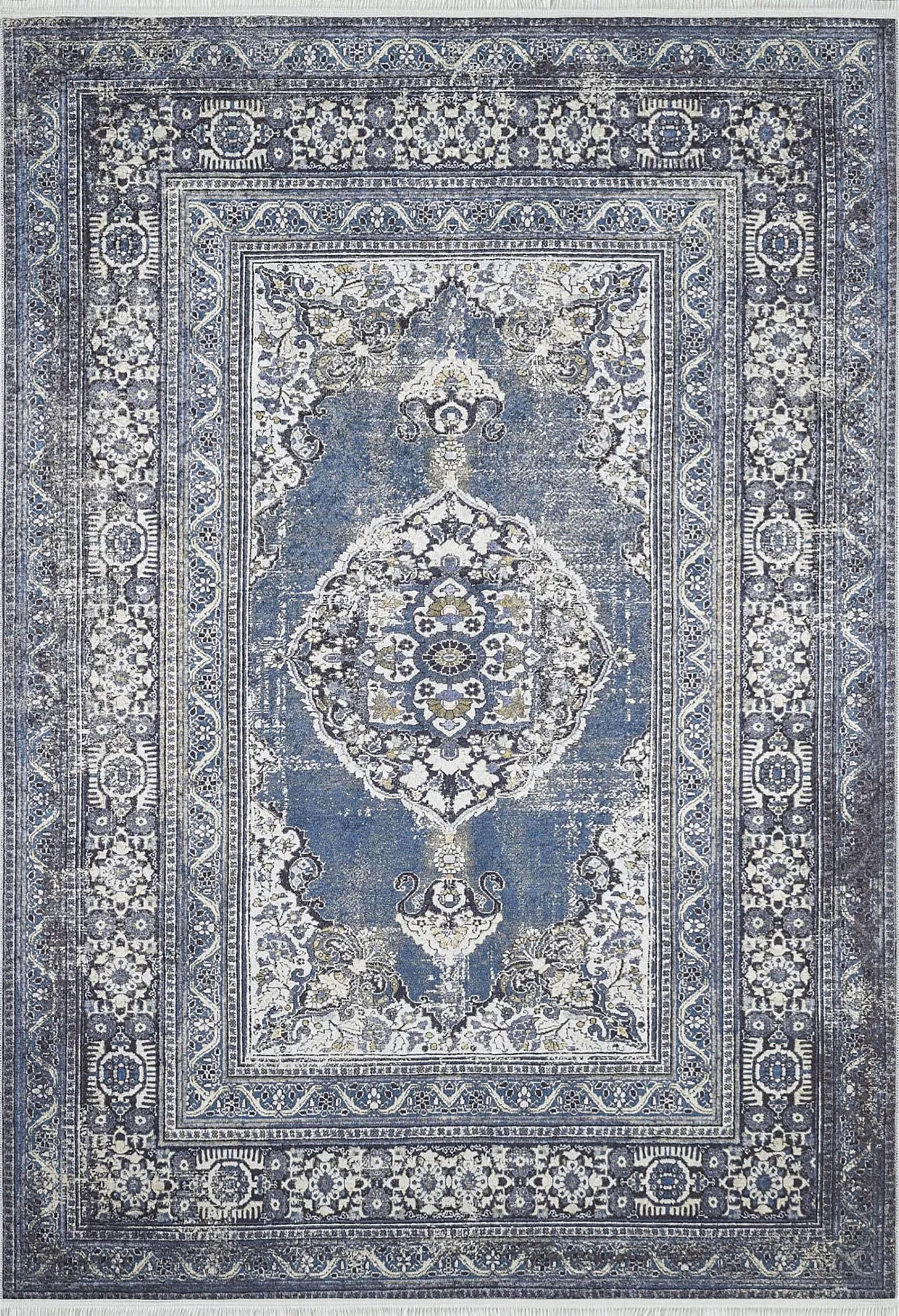 Mavi Madalyon Geometrik Halı