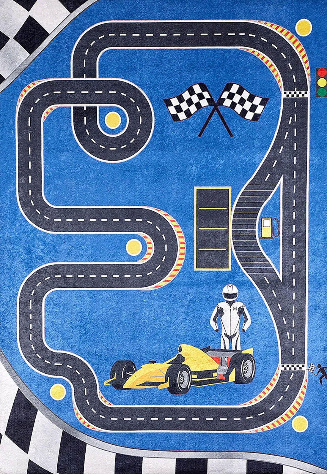 Mavi Yarış Pisti F1 Çocuk Halısı