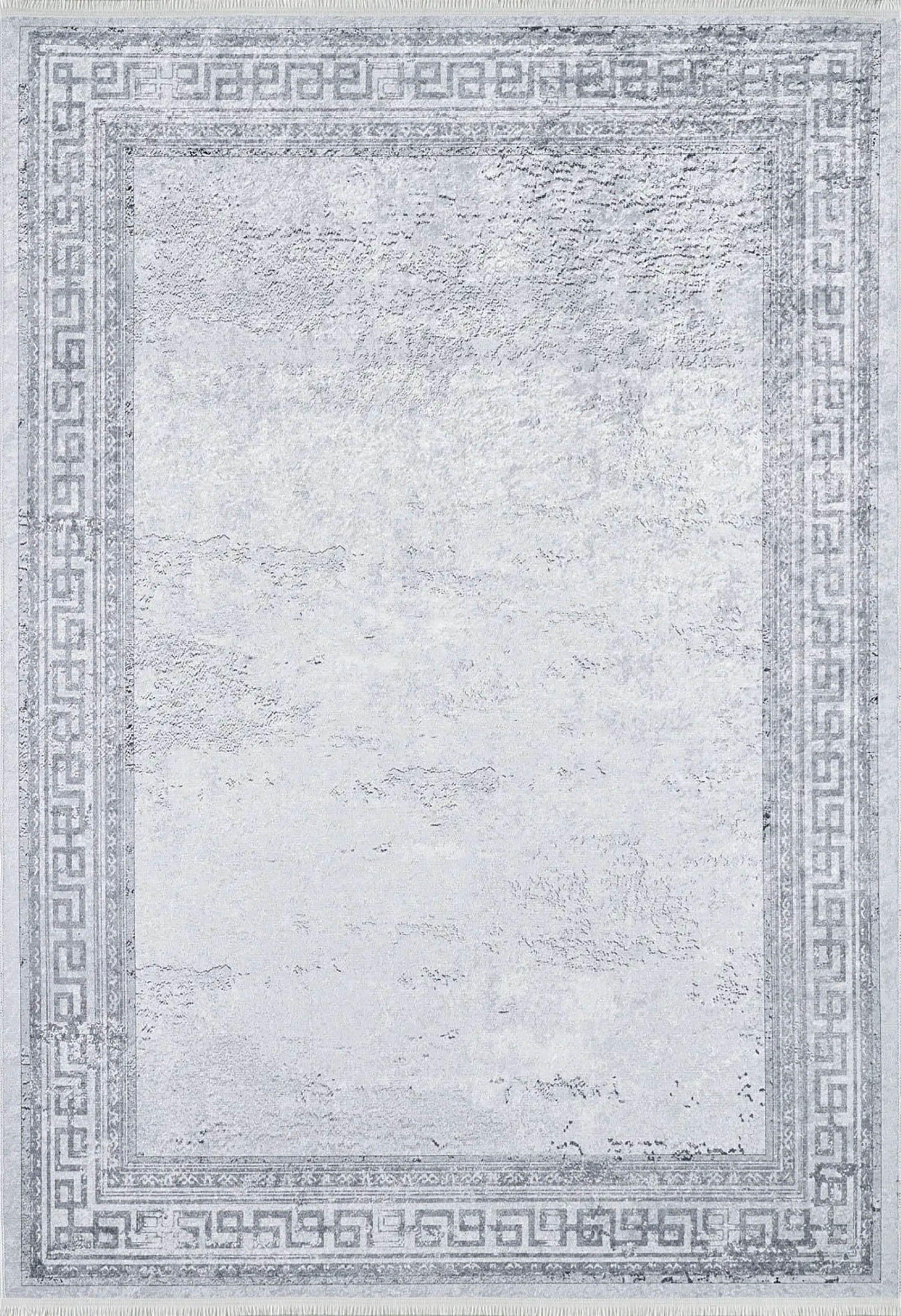 Mermer Desenli Gri Kenarlı Halı