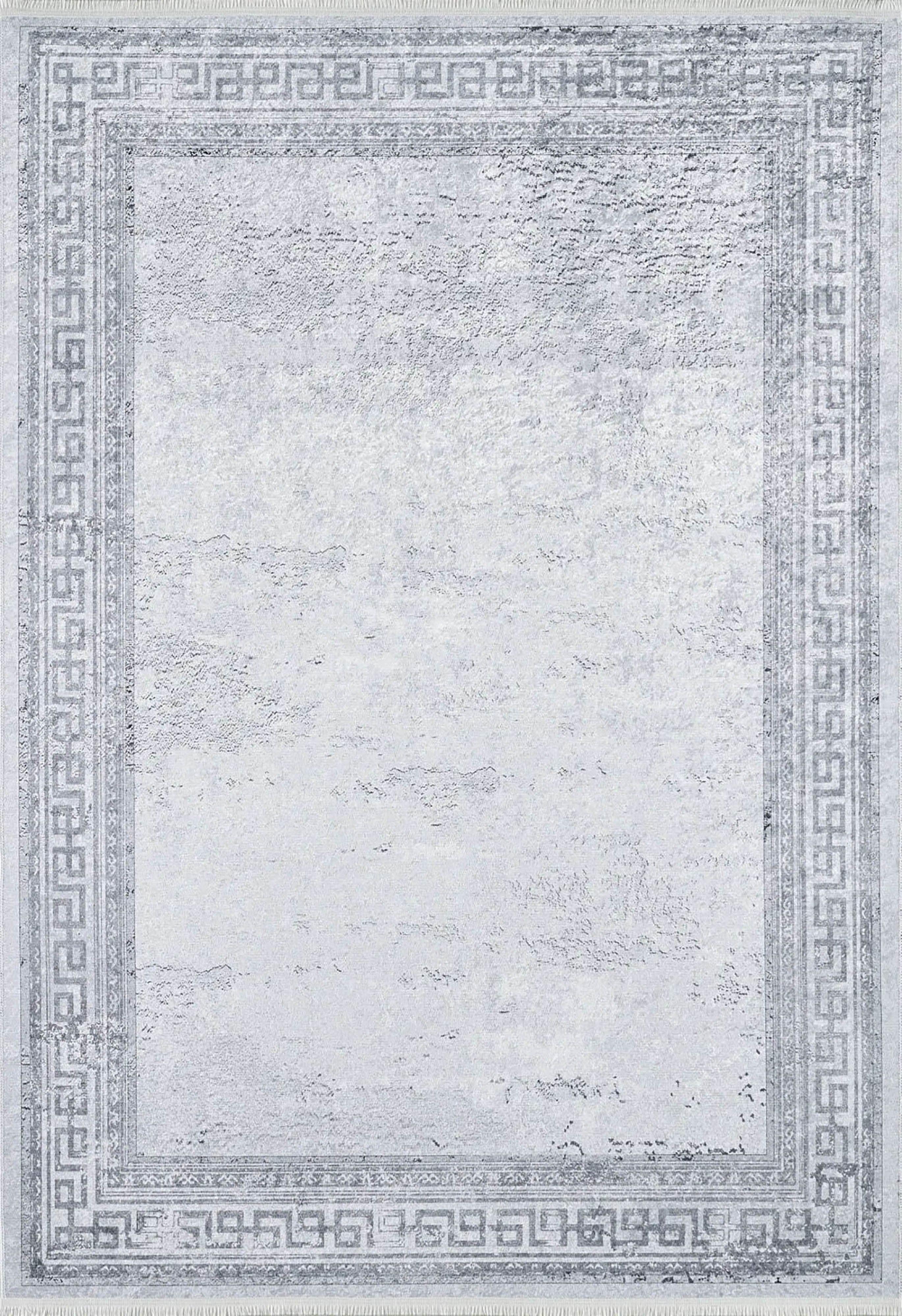 Mermer Desenli Gri Kenarlı Halı
