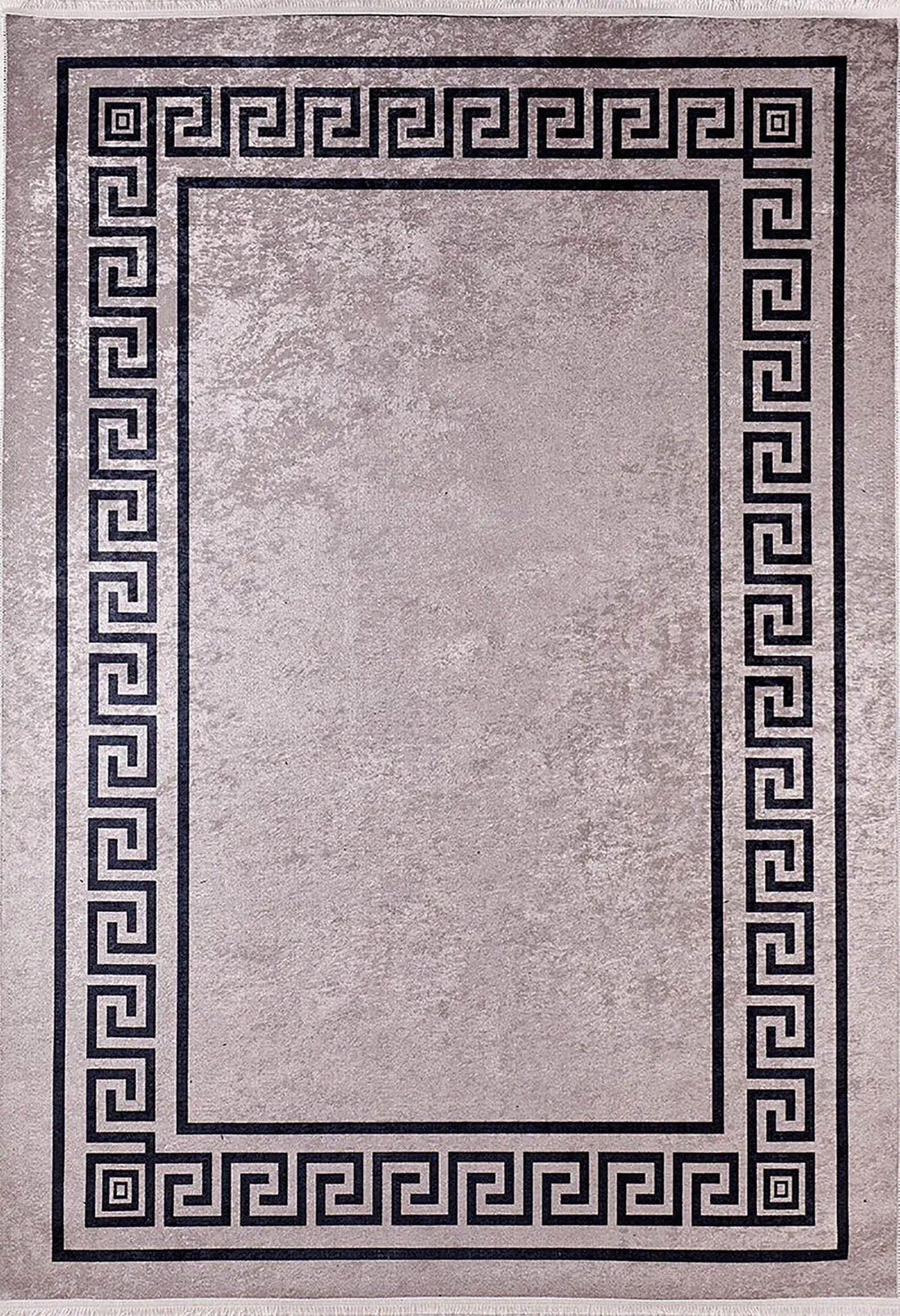Mermer Desenli Kahverengi Geometrik Bordürlü Halı
