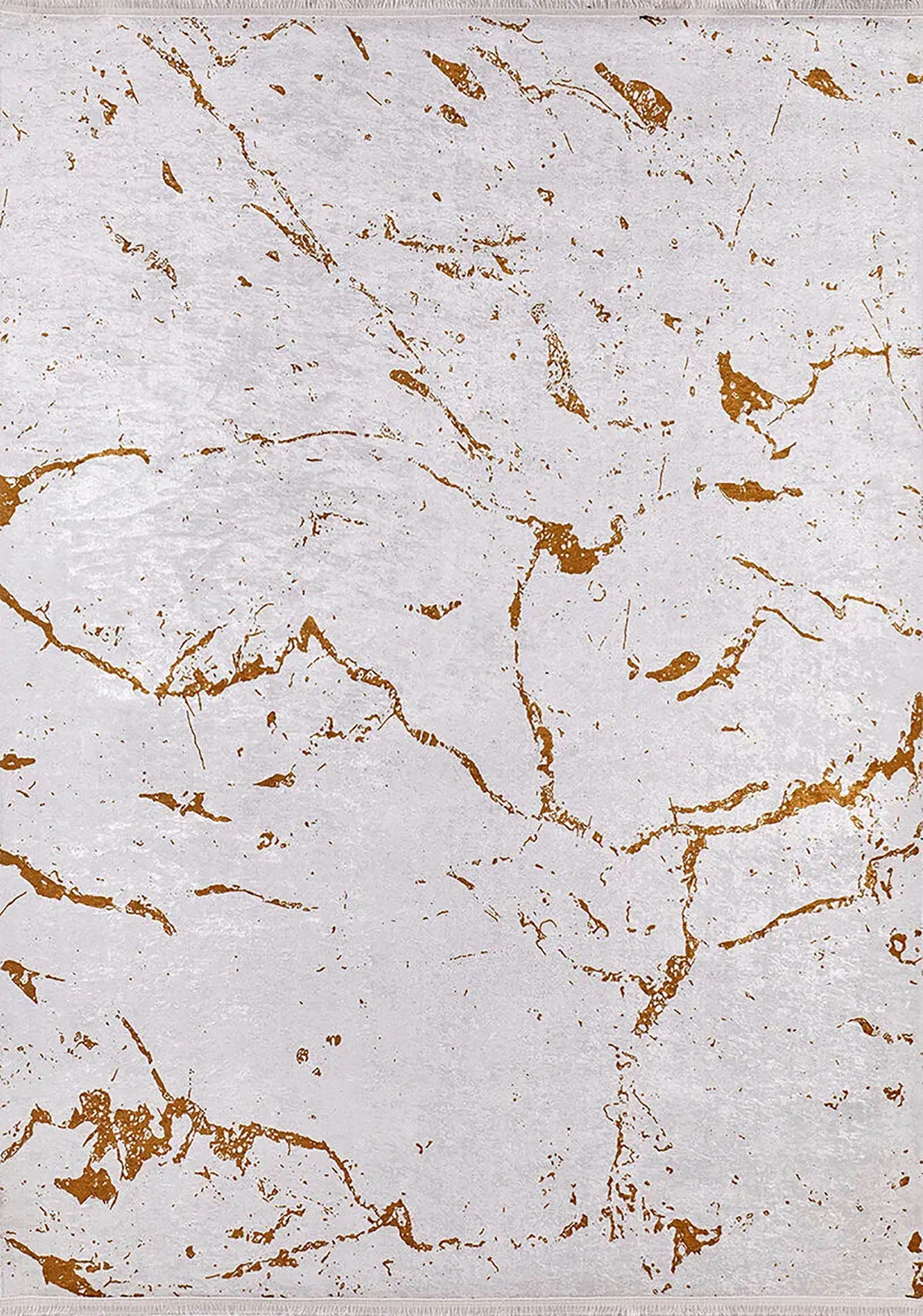 Mermer Desenli Krem Altın Modern Halı