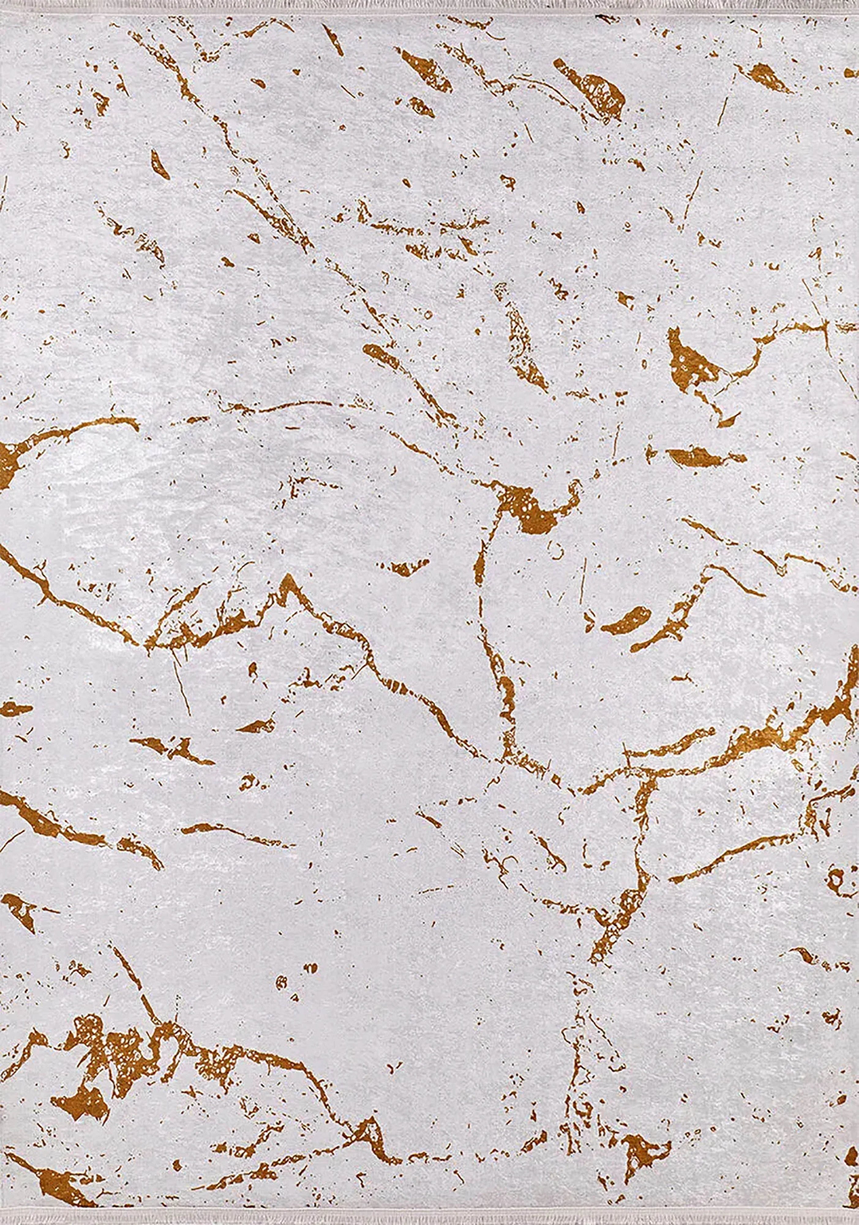 Mermer Desenli Krem Altın Modern Halı