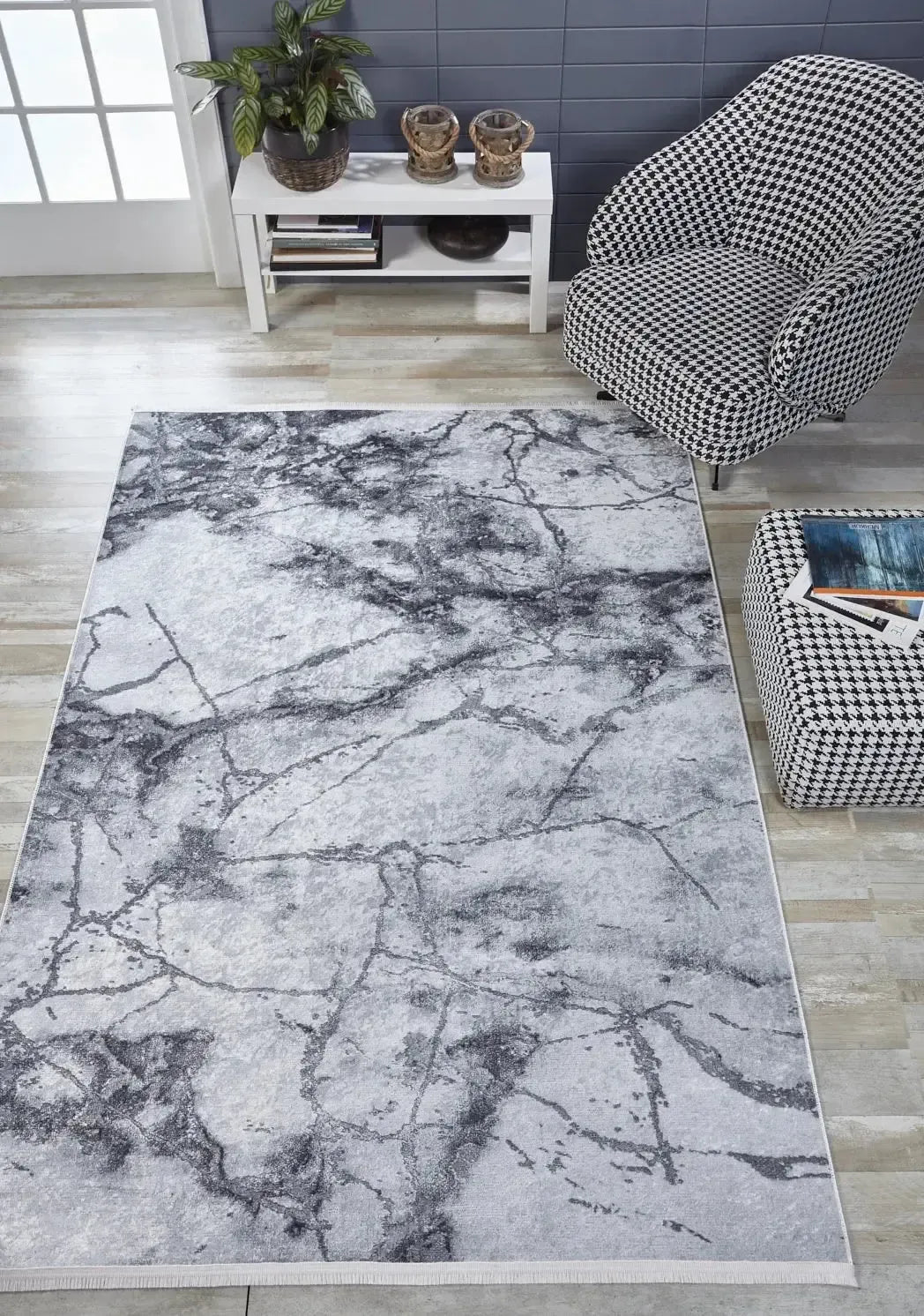 Mermer Gri Modern Halı