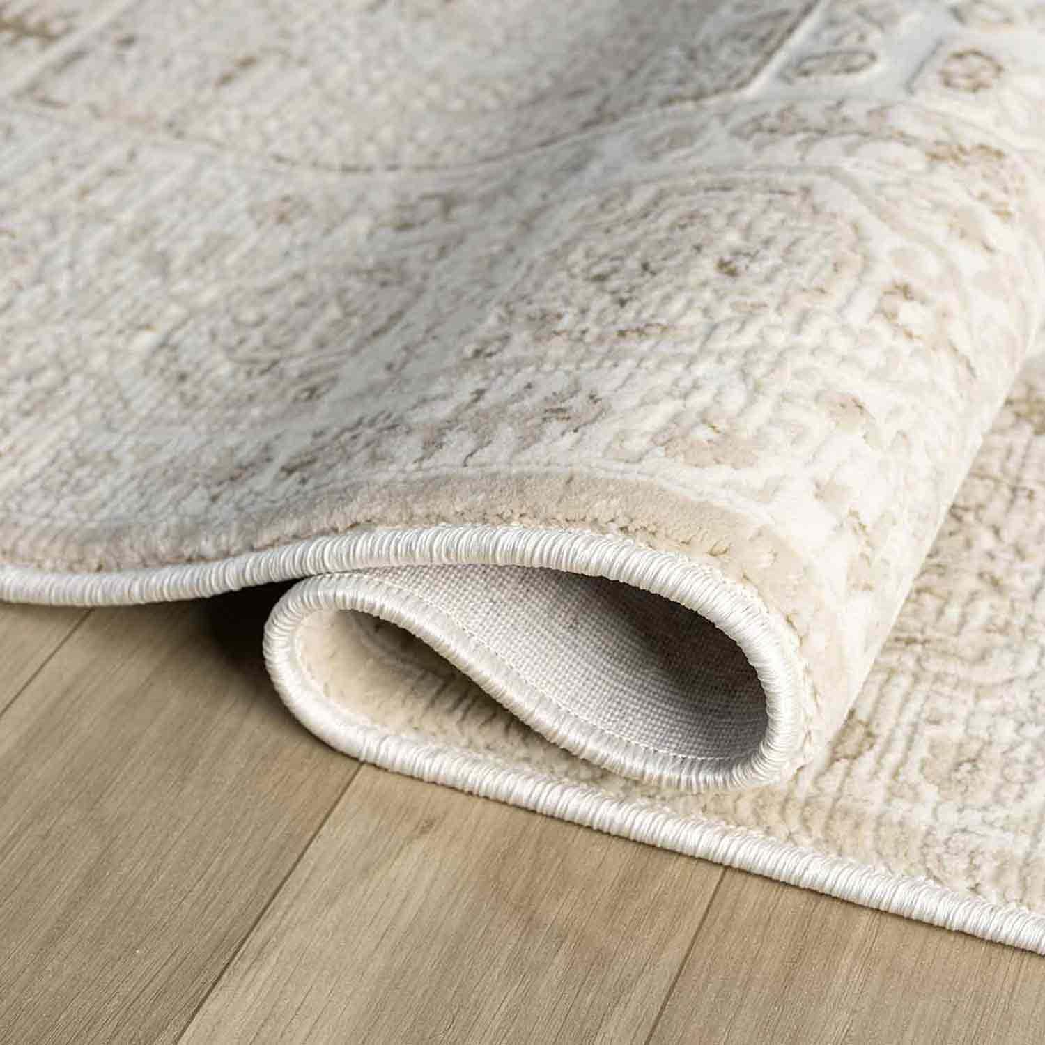 Minimal Krem Bej Eskitme Desenli Halı