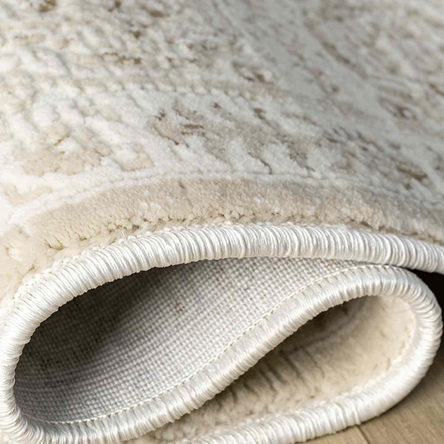 Minimal Krem Bej Eskitme Desenli Halı