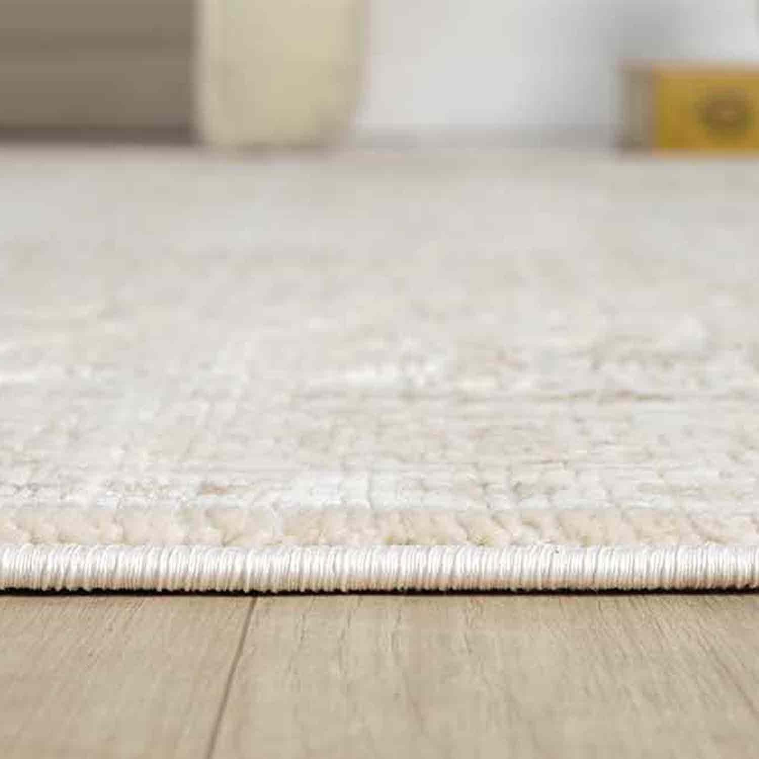 Minimal Krem Bej Eskitme Desenli Halı