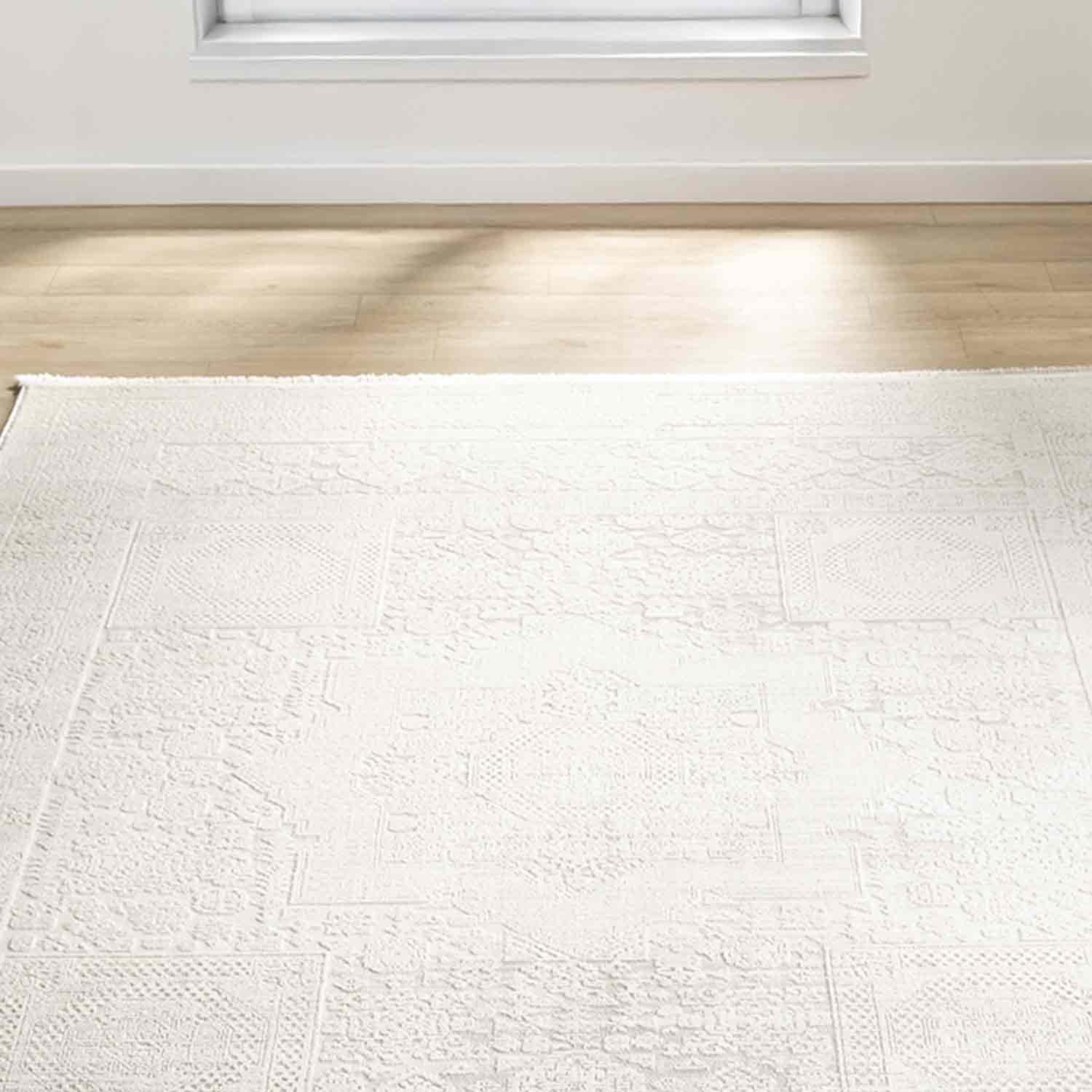 Minimal Krem Eskitme Desenli Halı