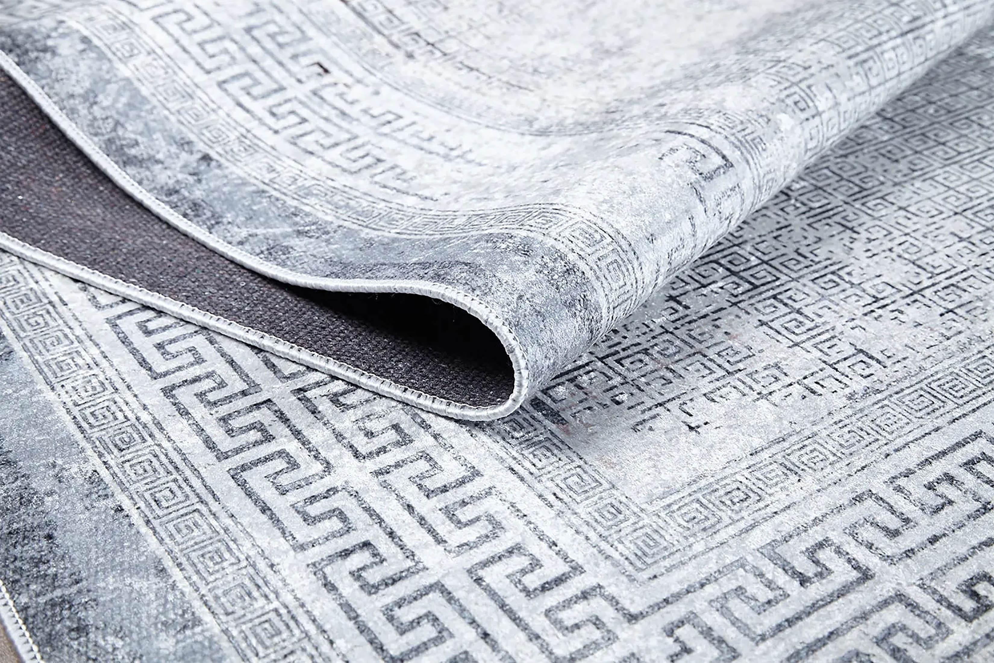 Minimalist Beyaz Gri Modern Bordürlü Halı