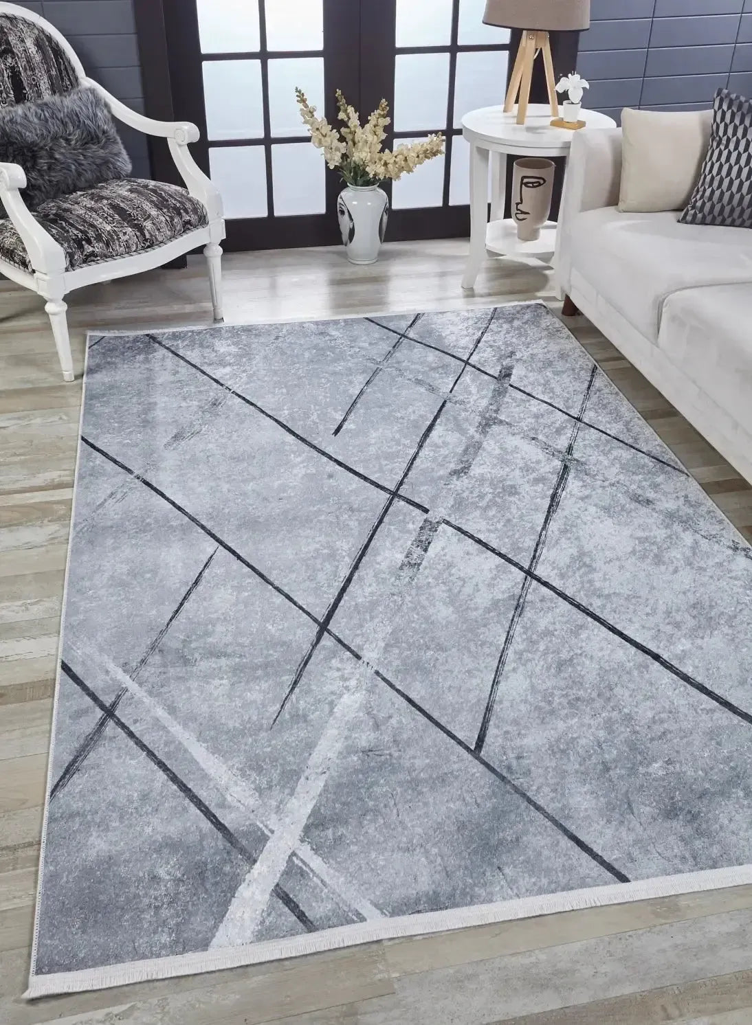 Modern Desenli Dekoratif Çizgili Halı