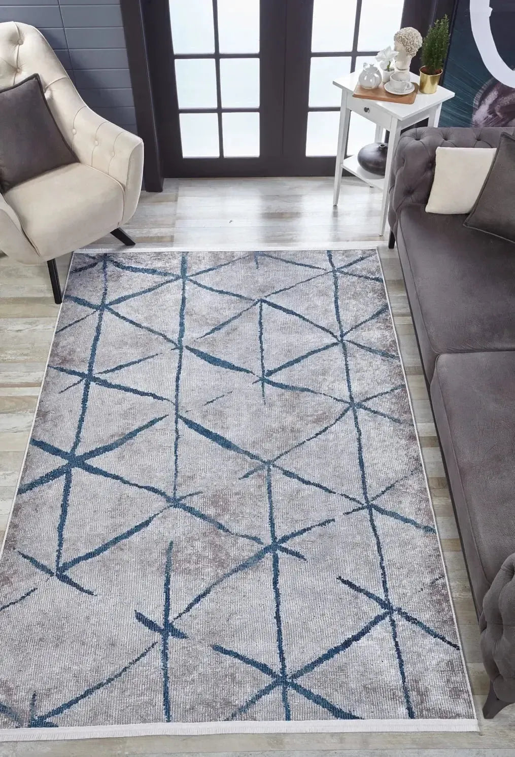 Modern Geometrik Çizgili Halı