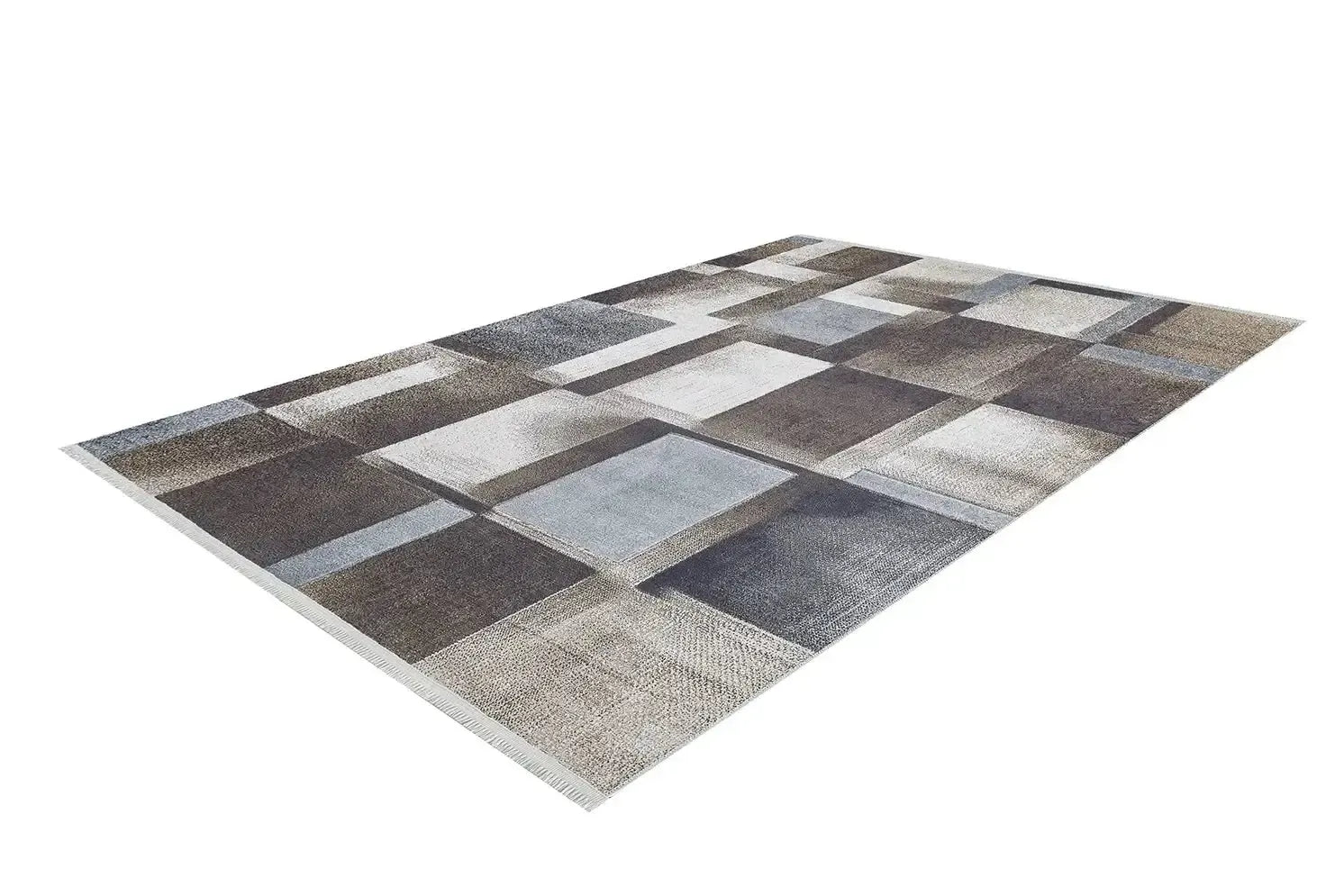 Modern Geometrik Kahve Gri Halı