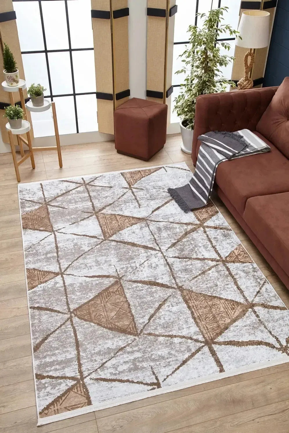 Modern İskandinav Geometrik Yıkanabilir Halı