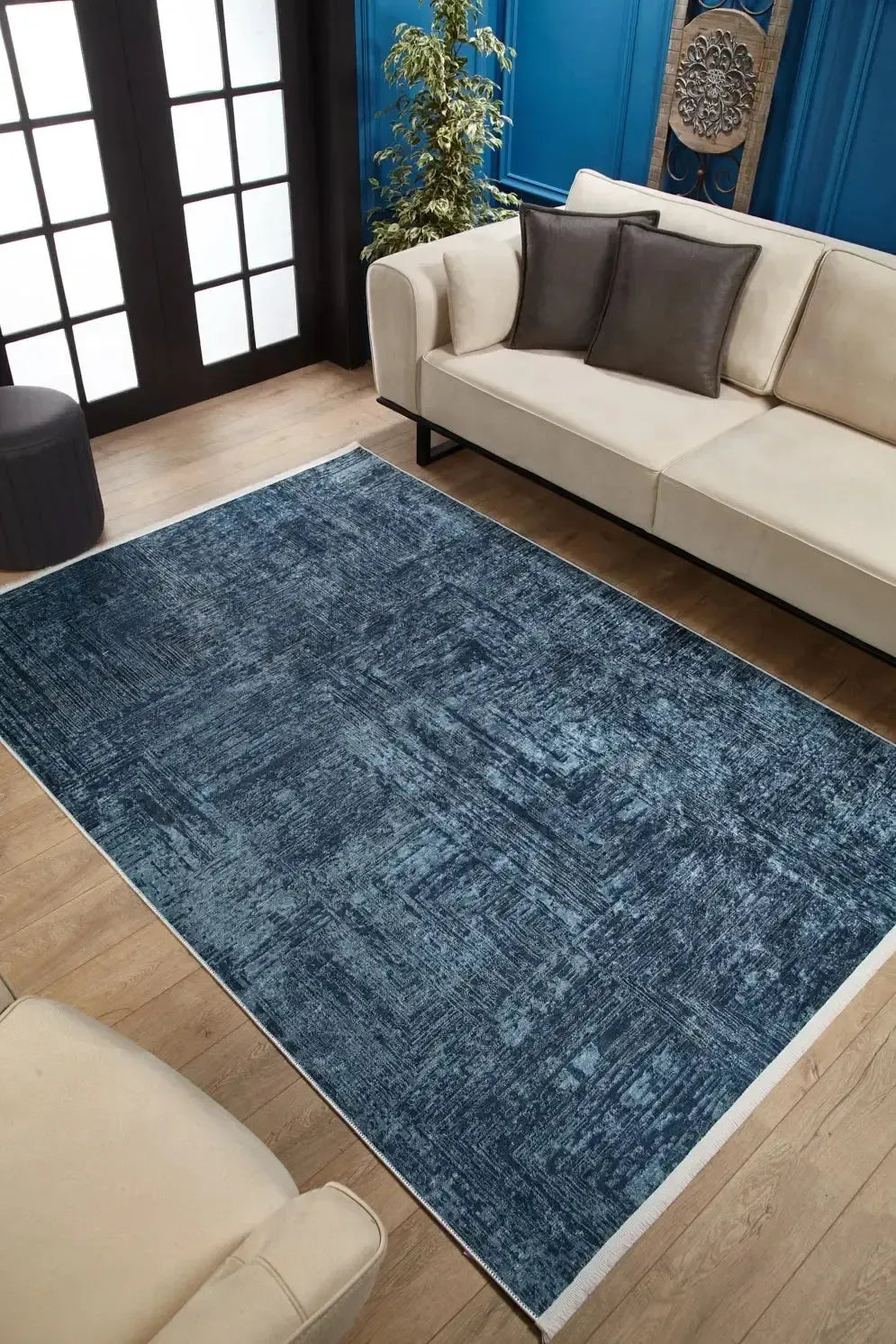 Modern Lacivert Mavi Tonlarda Halı