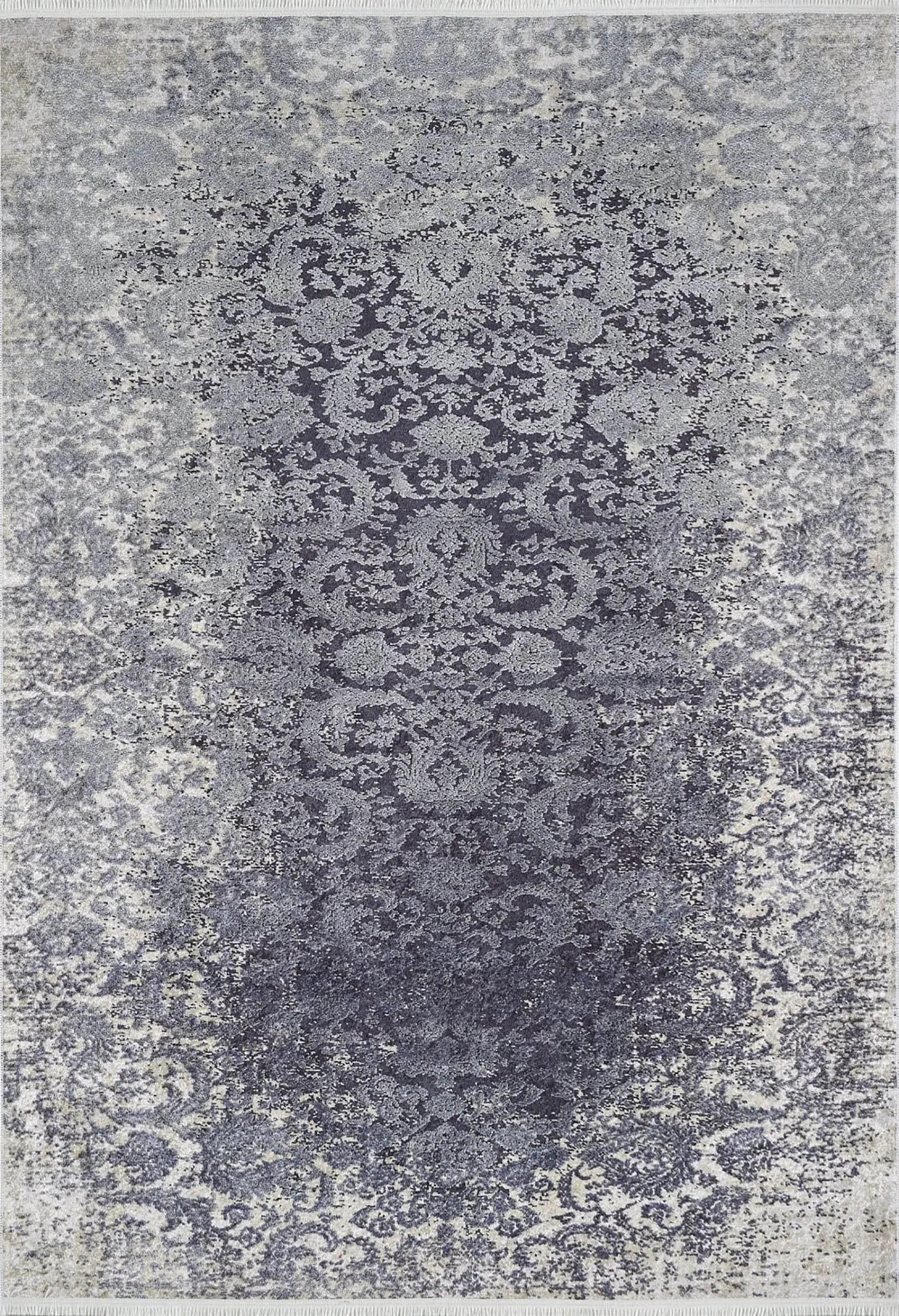 Mor Gri Çiçekli Vintage Geometrik Modern Halı