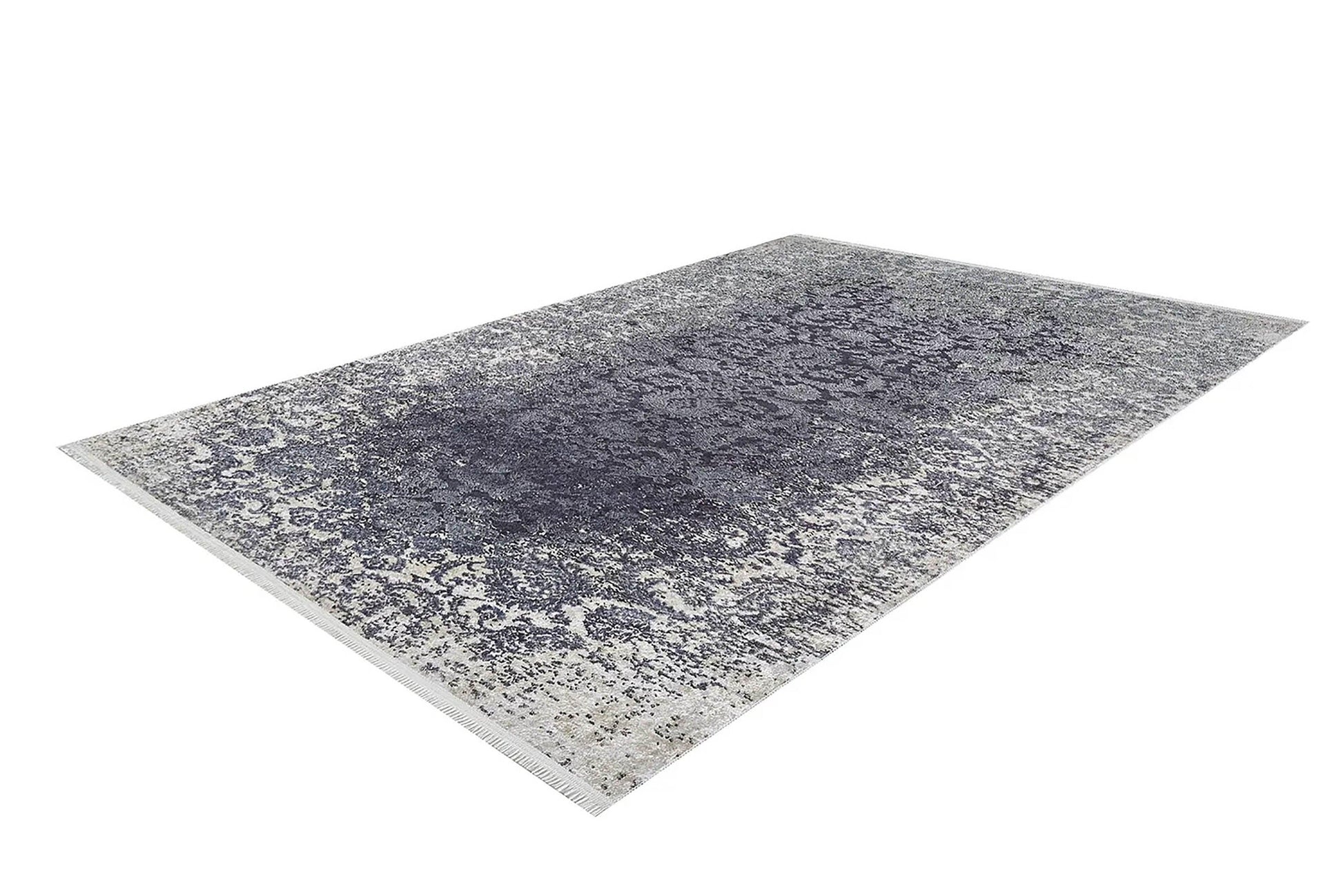 Mor Gri Çiçekli Vintage Geometrik Modern Halı