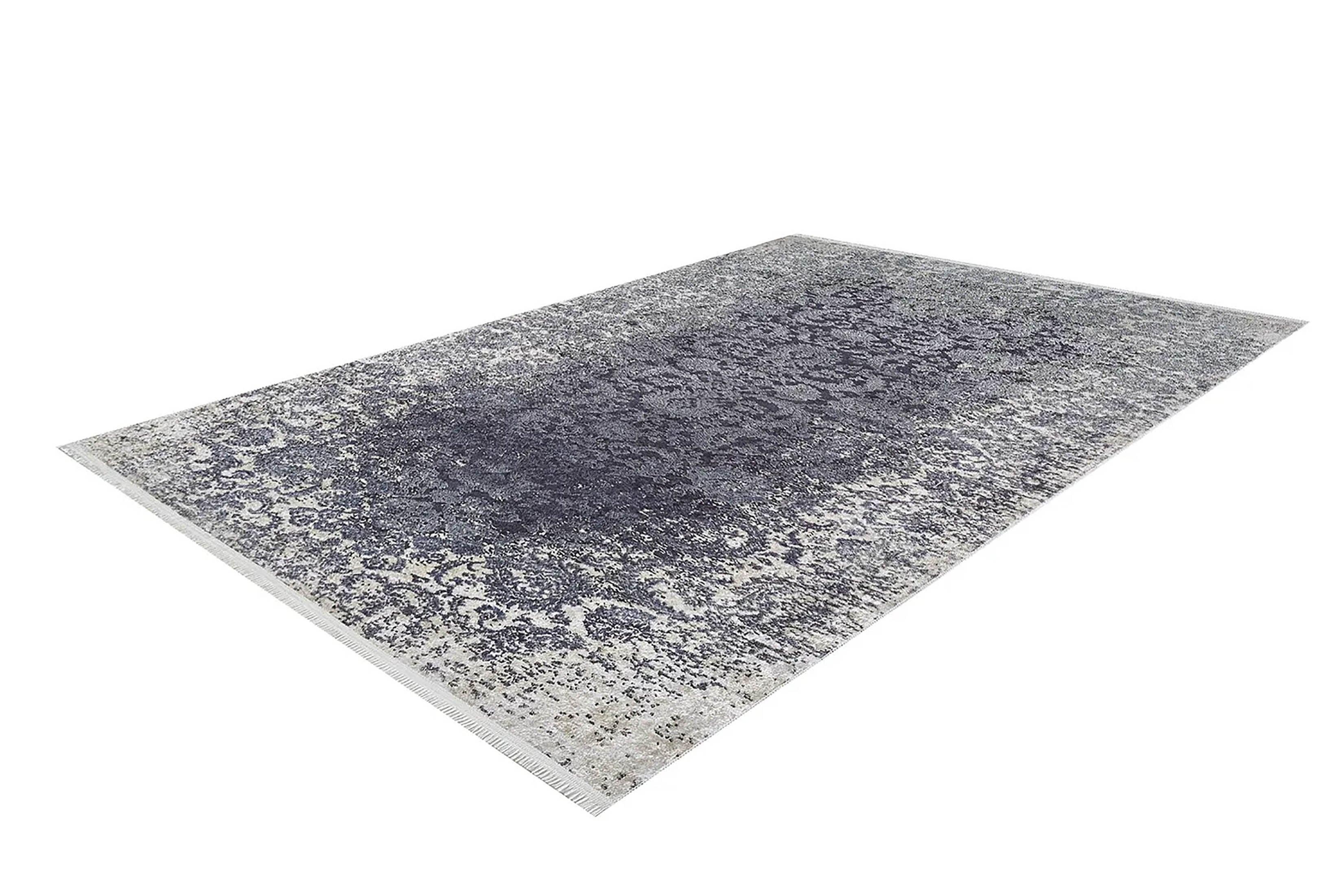 Mor Gri Çiçekli Vintage Geometrik Modern Halı