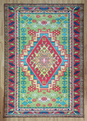Gray Geometric Patterned Vintage Carpet - CLEARANCE - 11449OU