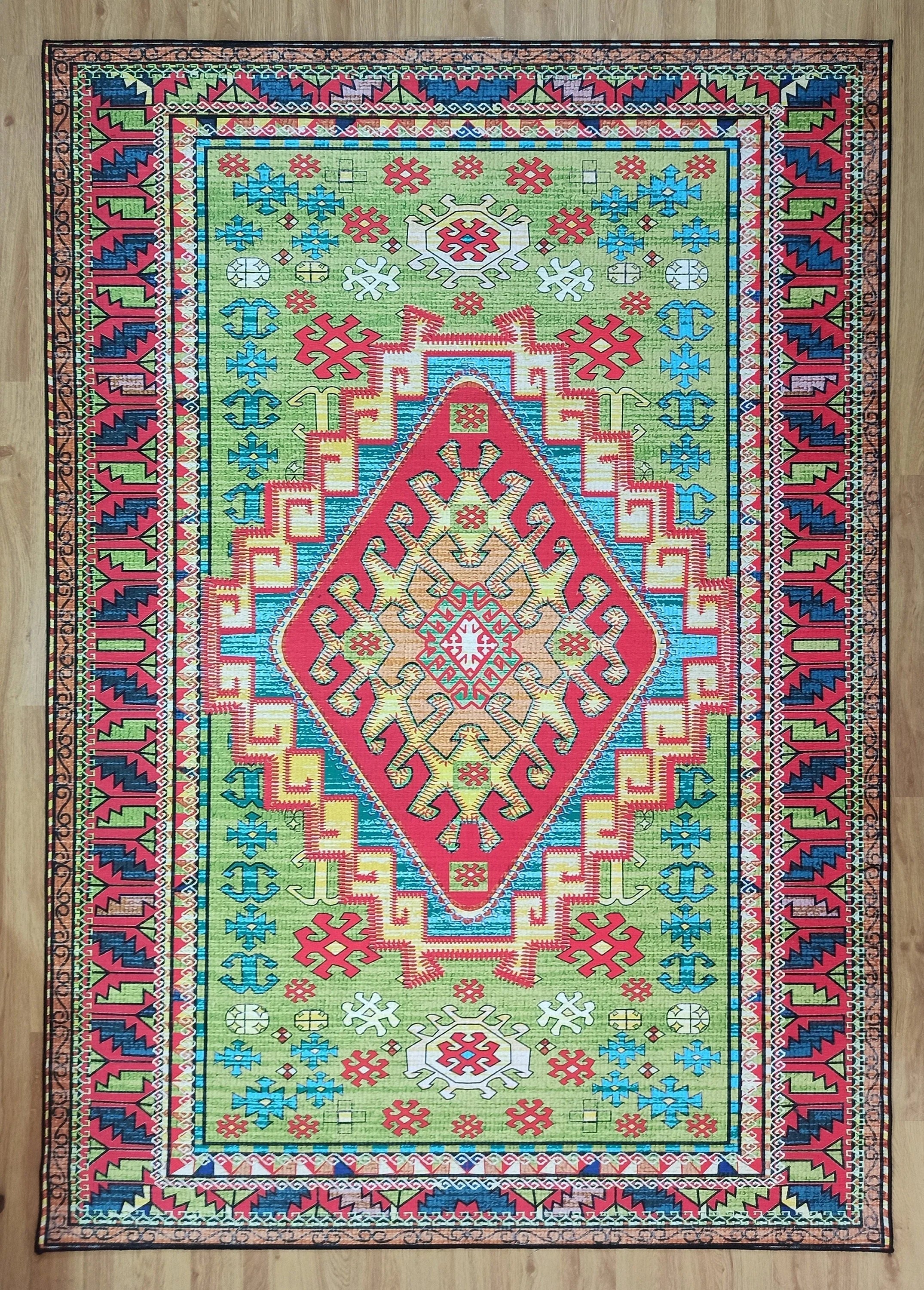 Gray Geometric Patterned Vintage Carpet - CLEARANCE - 11449OU