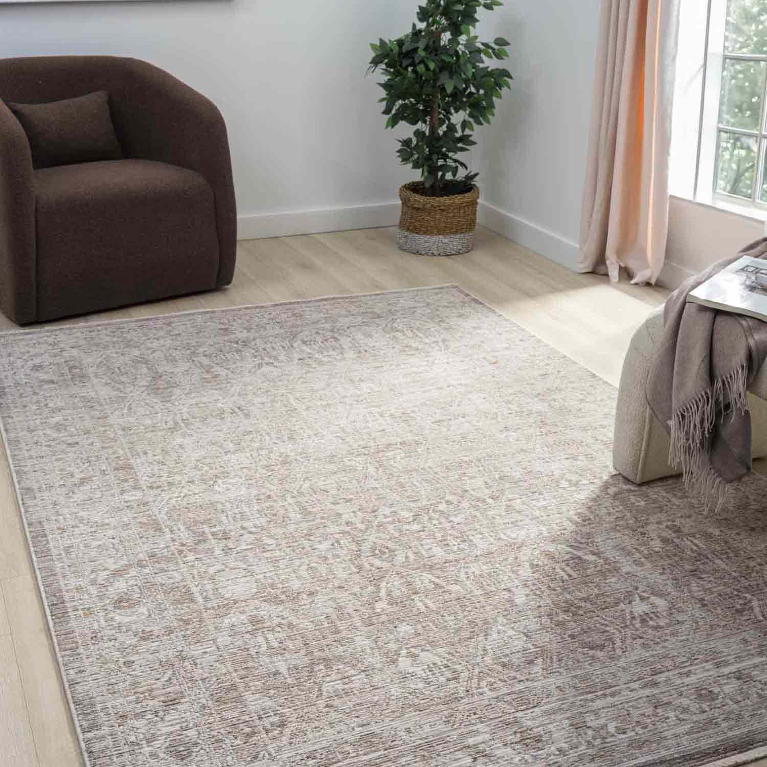 Nötr Tonlarda Minimalist Klasik Dokulu Halı