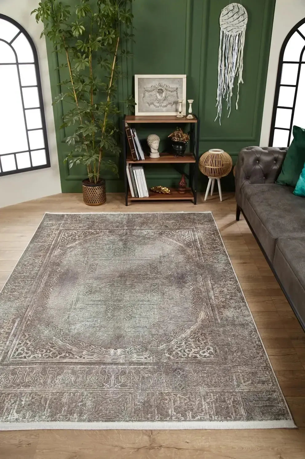 Oval Motifli Modern Yıkanabilir Halı