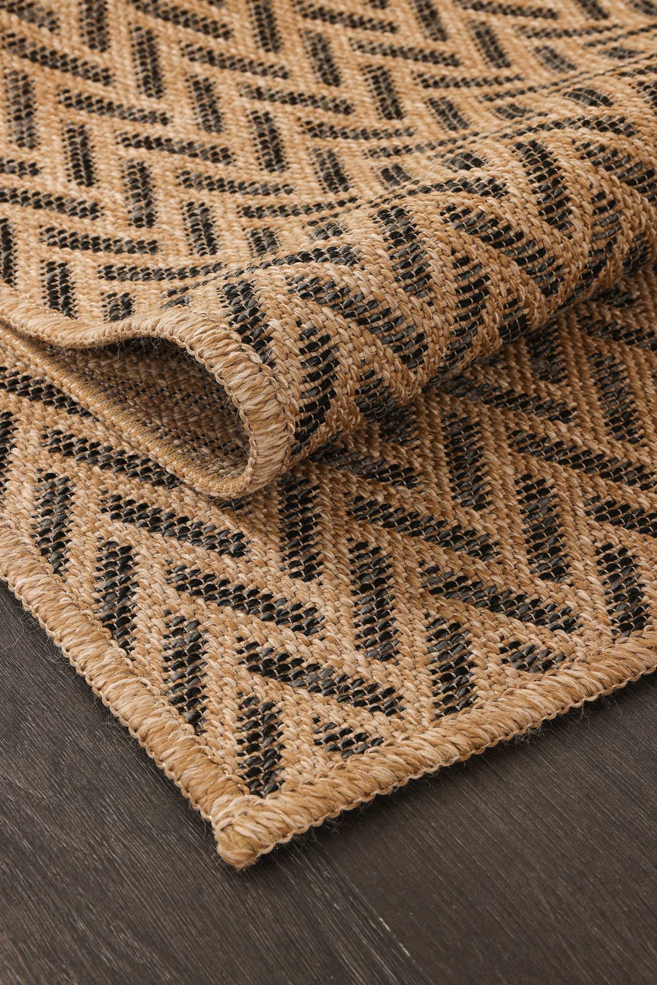 Kahve ve Siyah Zikzak Sisal Dokulu Halı - FM01BL