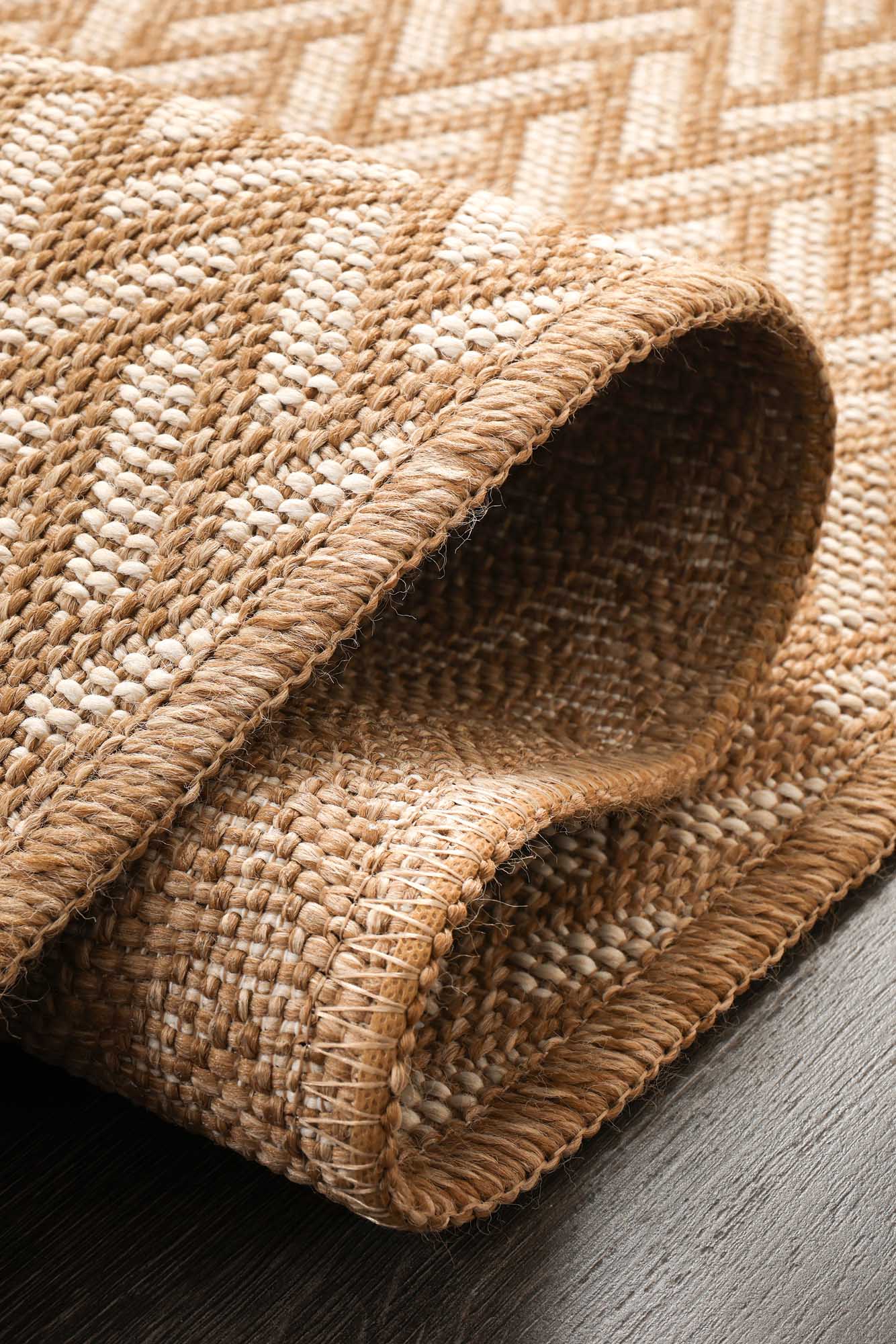 Karamel ve Ekru Zikzak Sisal Dokulu Halı - FM01W