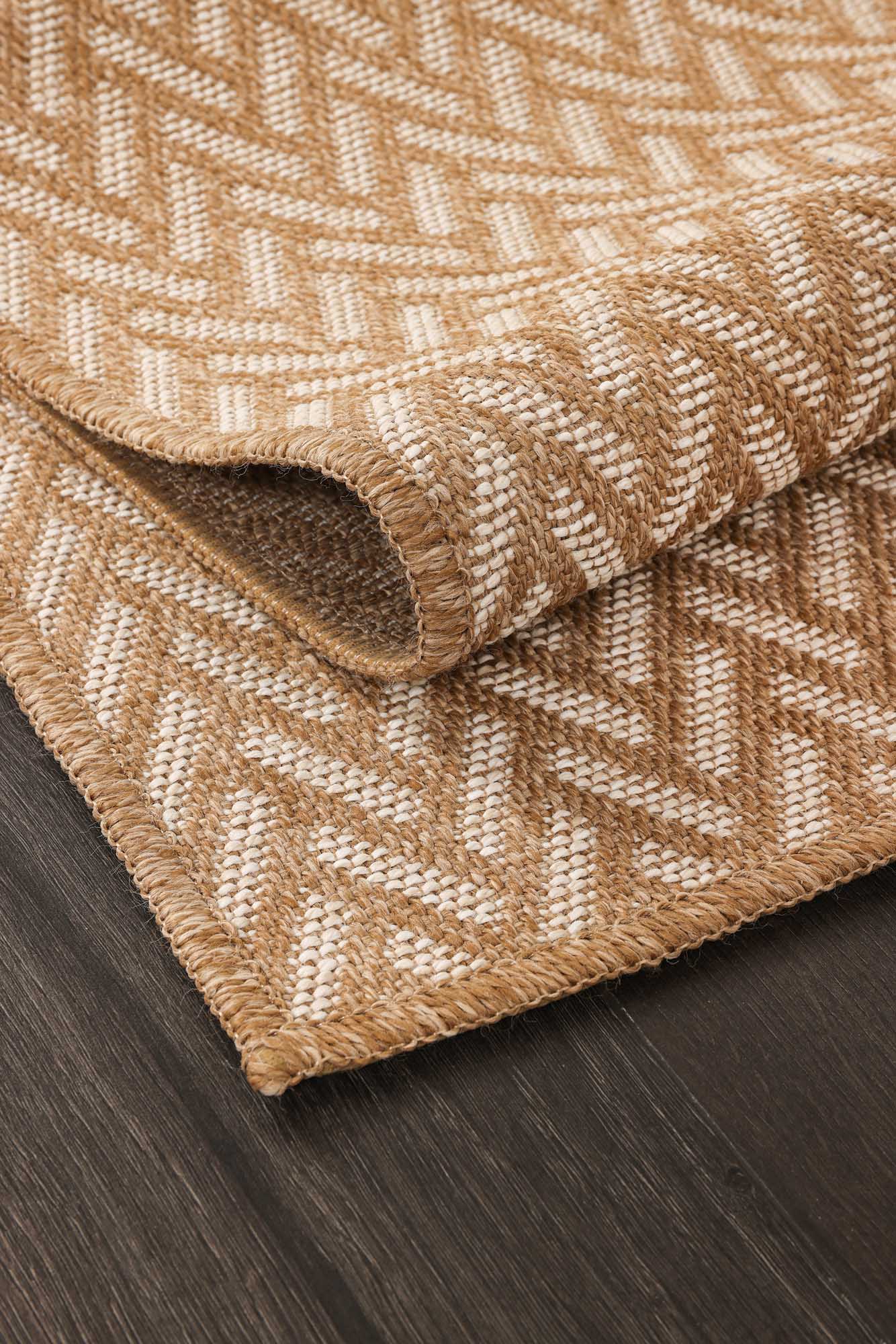 Karamel ve Ekru Zikzak Sisal Dokulu Halı - FM01W