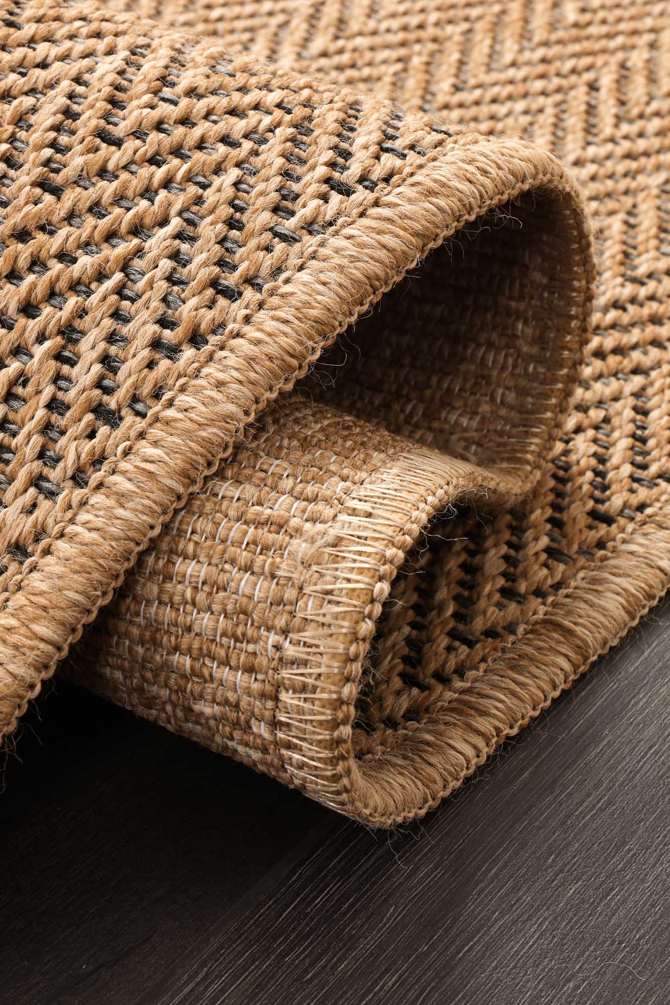 Kahve ve Siyah Balıksırtı Sisal Halı - FM03BL