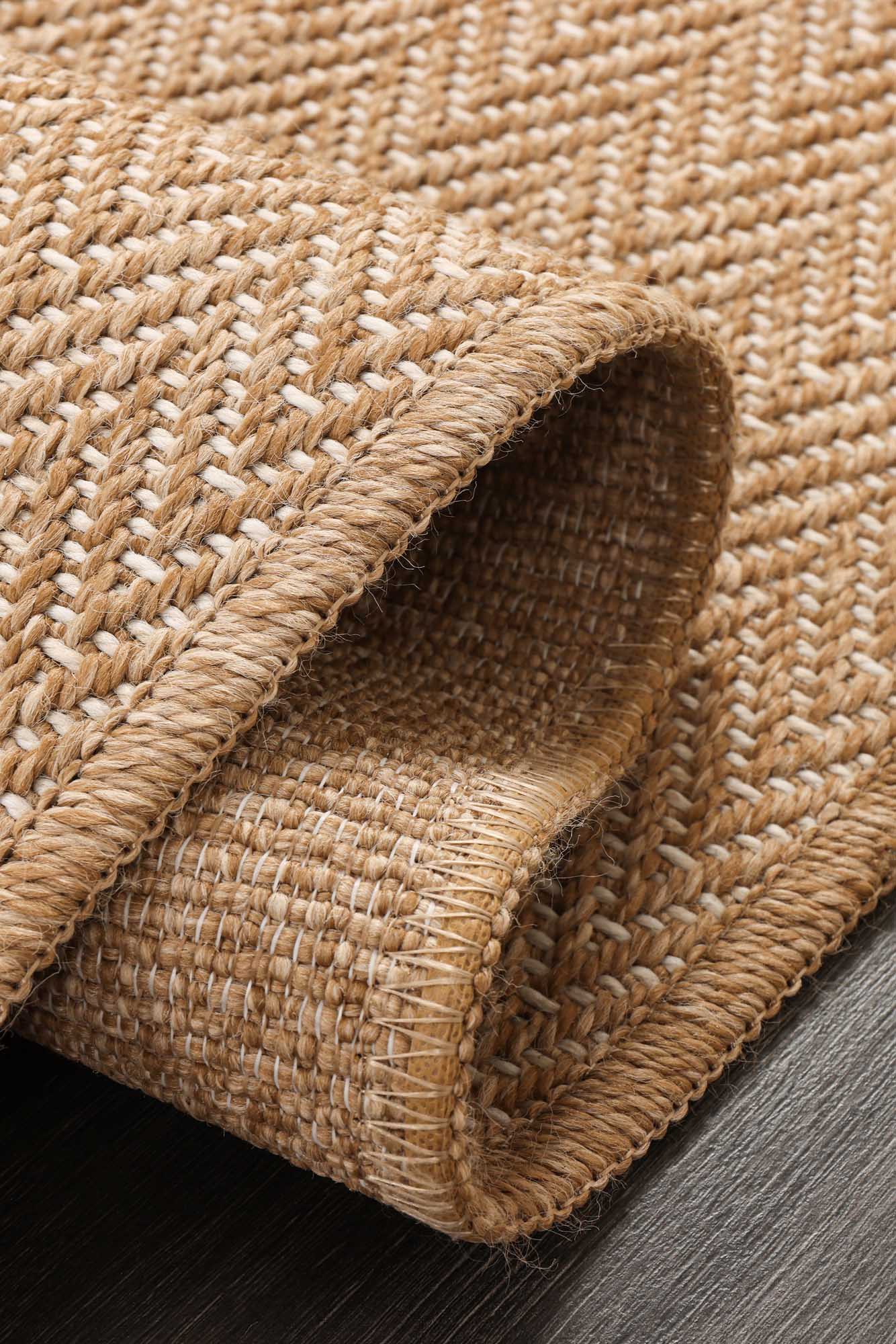 Kahve ve Beyaz Küçük Zikzak Sisal Halı - FM03W