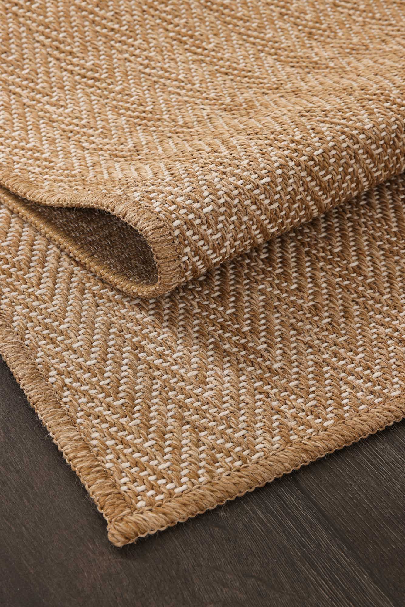 Kahve ve Beyaz Küçük Zikzak Sisal Halı - FM03W