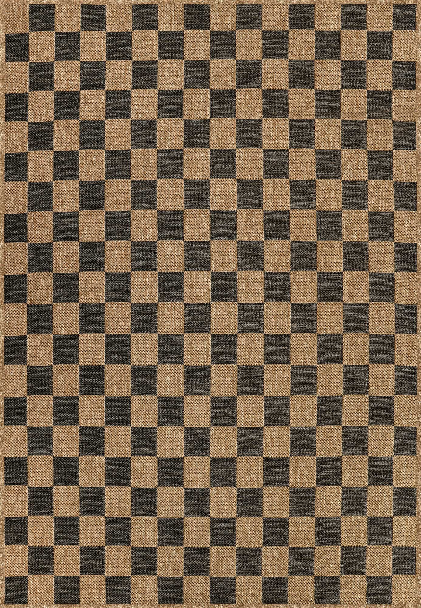 Kahve ve Siyah Dama Desenli Sisal Halı - FM04BL
