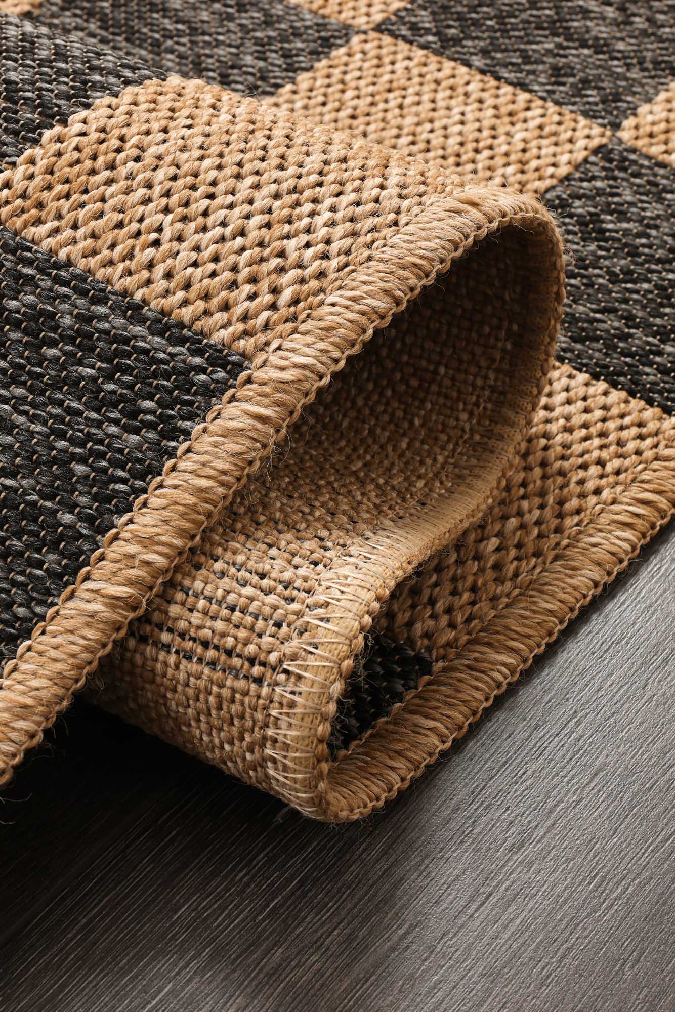 Kahve ve Siyah Dama Desenli Sisal Halı - FM04BL