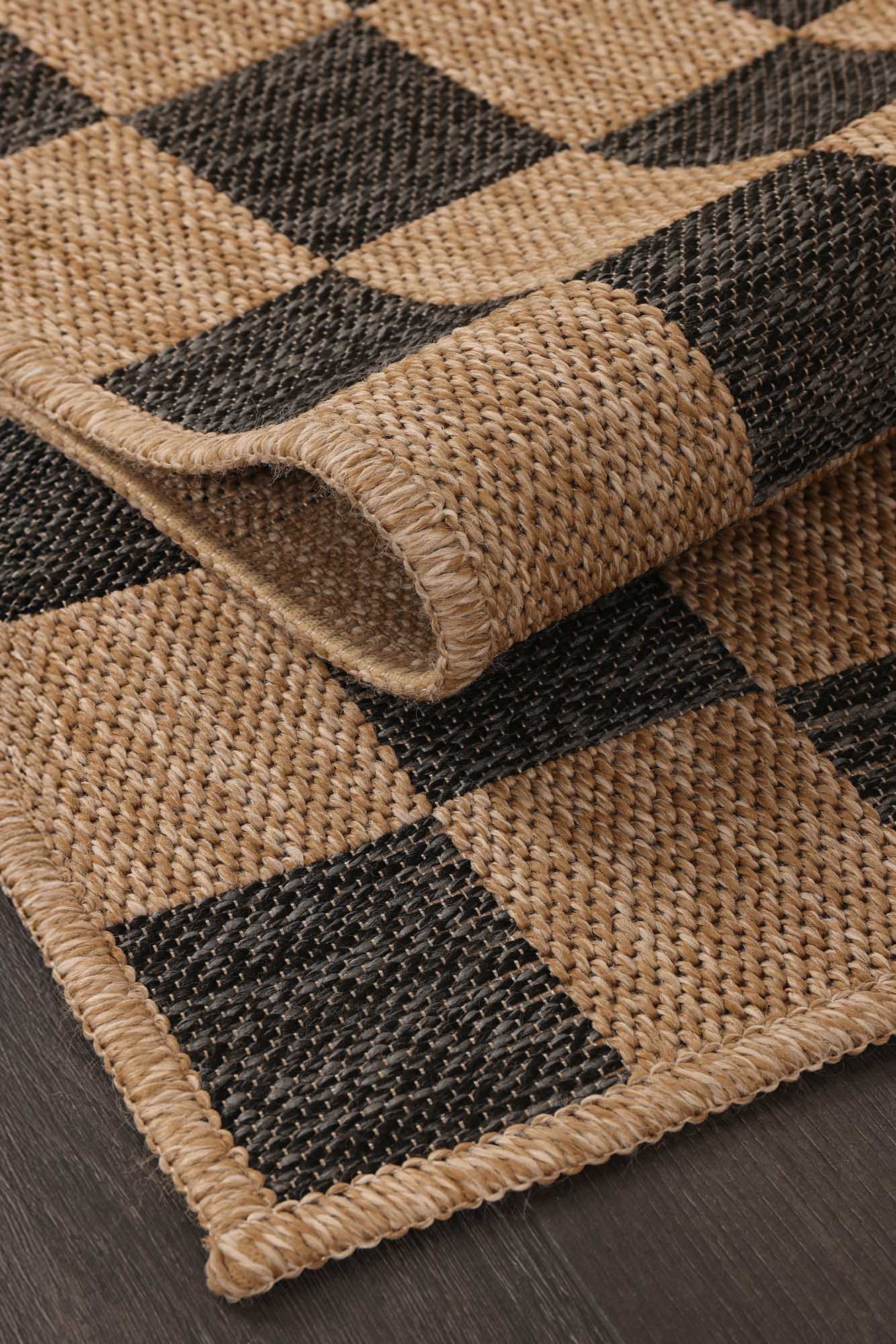 Kahve ve Siyah Dama Desenli Sisal Halı - FM04BL