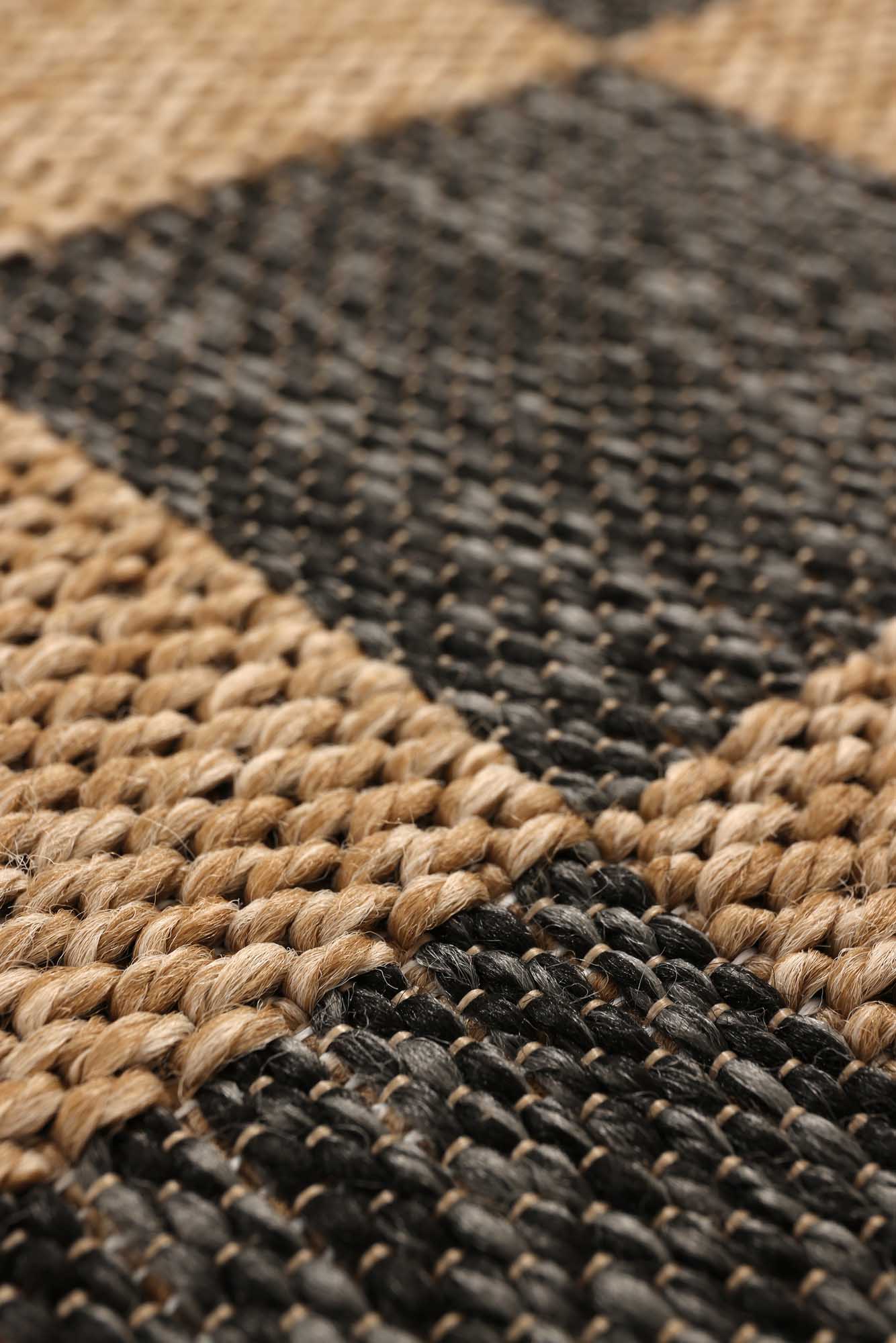 Kahve ve Siyah Dama Desenli Sisal Halı - FM04BL
